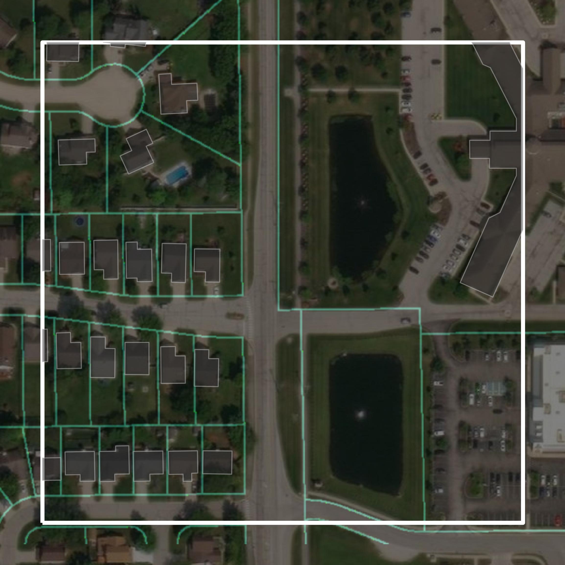 This image shows parcel and building data in Hamilton County created using GIS data in Equator.