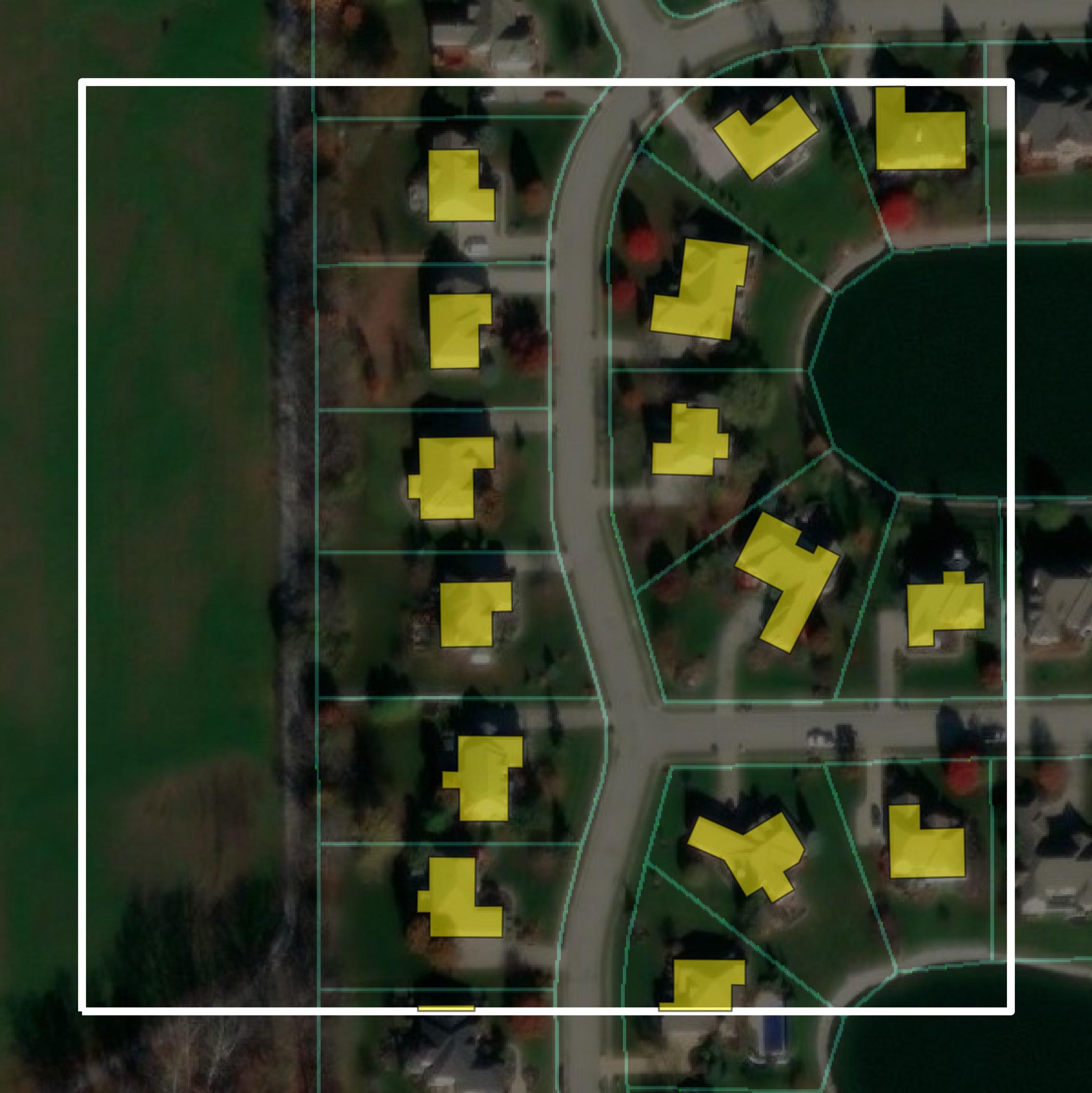This image shows parcel and building data in Hamilton County created using GIS data in Equator.