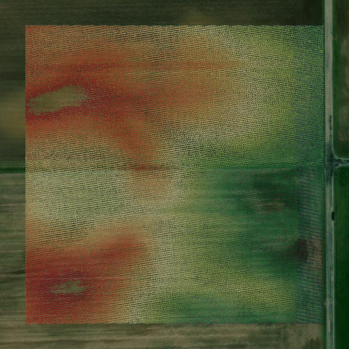 This image shows a LiDAR point cloud in Hamilton County created using GIS data in Equator.