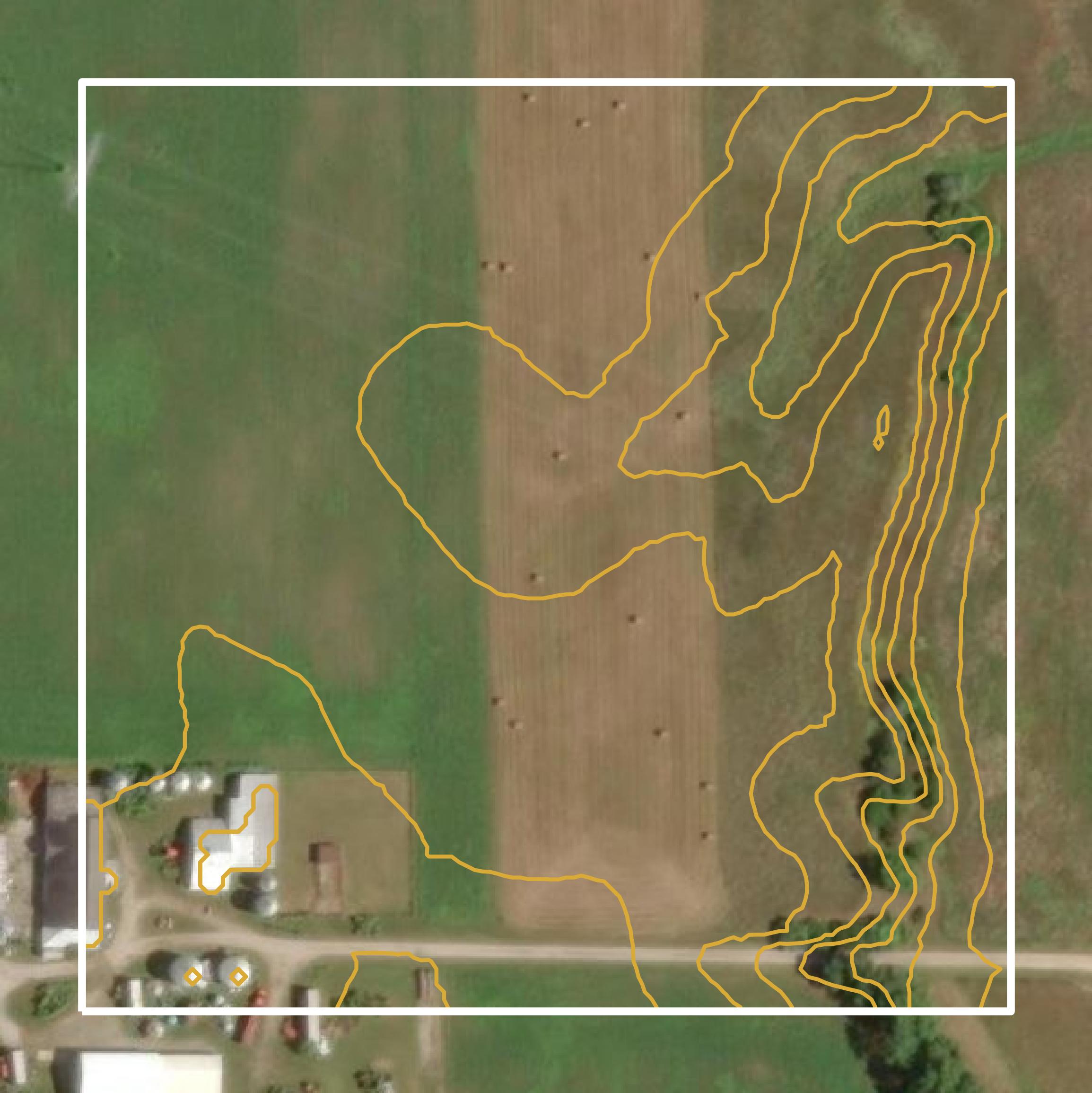 This image shows a contour map in Hancock County created using GIS data in Equator.