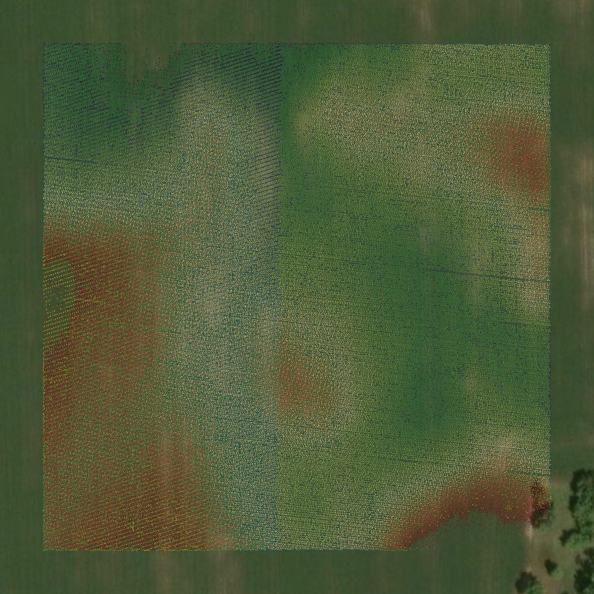 This image shows a LiDAR point cloud in Huntington County created using GIS data in Equator.