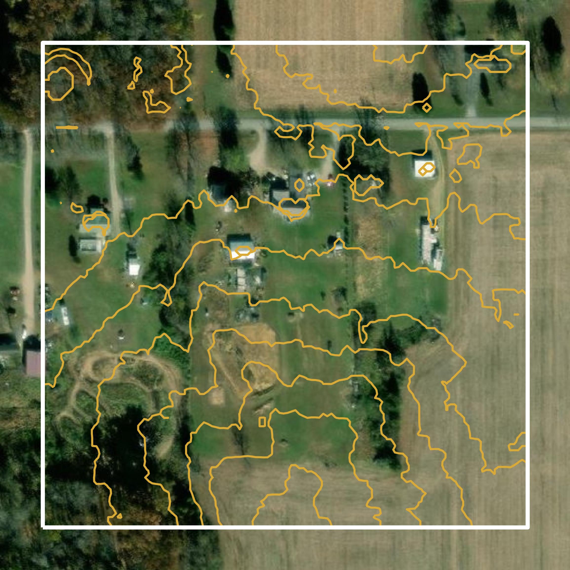 This image shows a contour map in Jefferson County created using GIS data in Equator.
