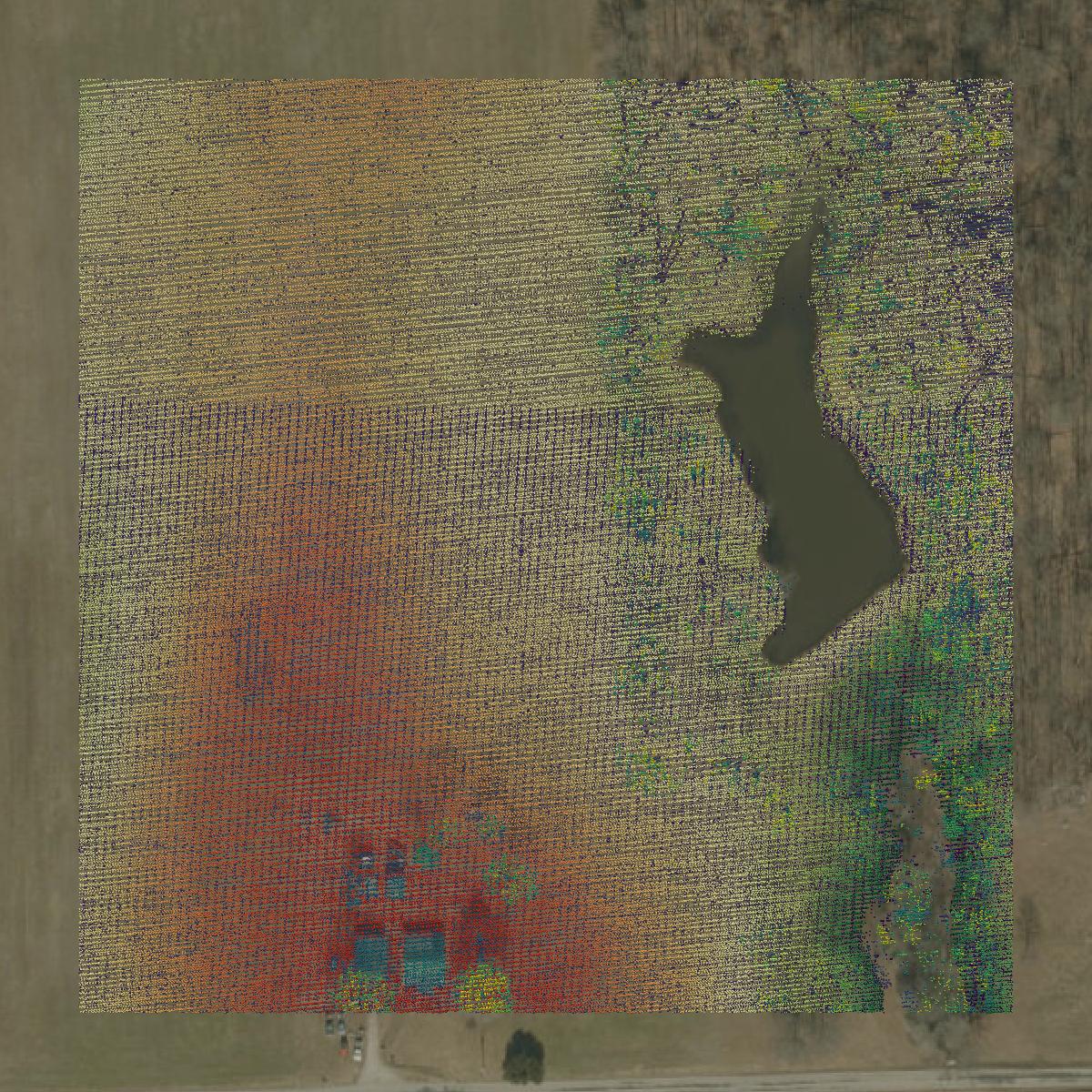 This image shows a LiDAR point cloud in Jefferson County created using GIS data in Equator.