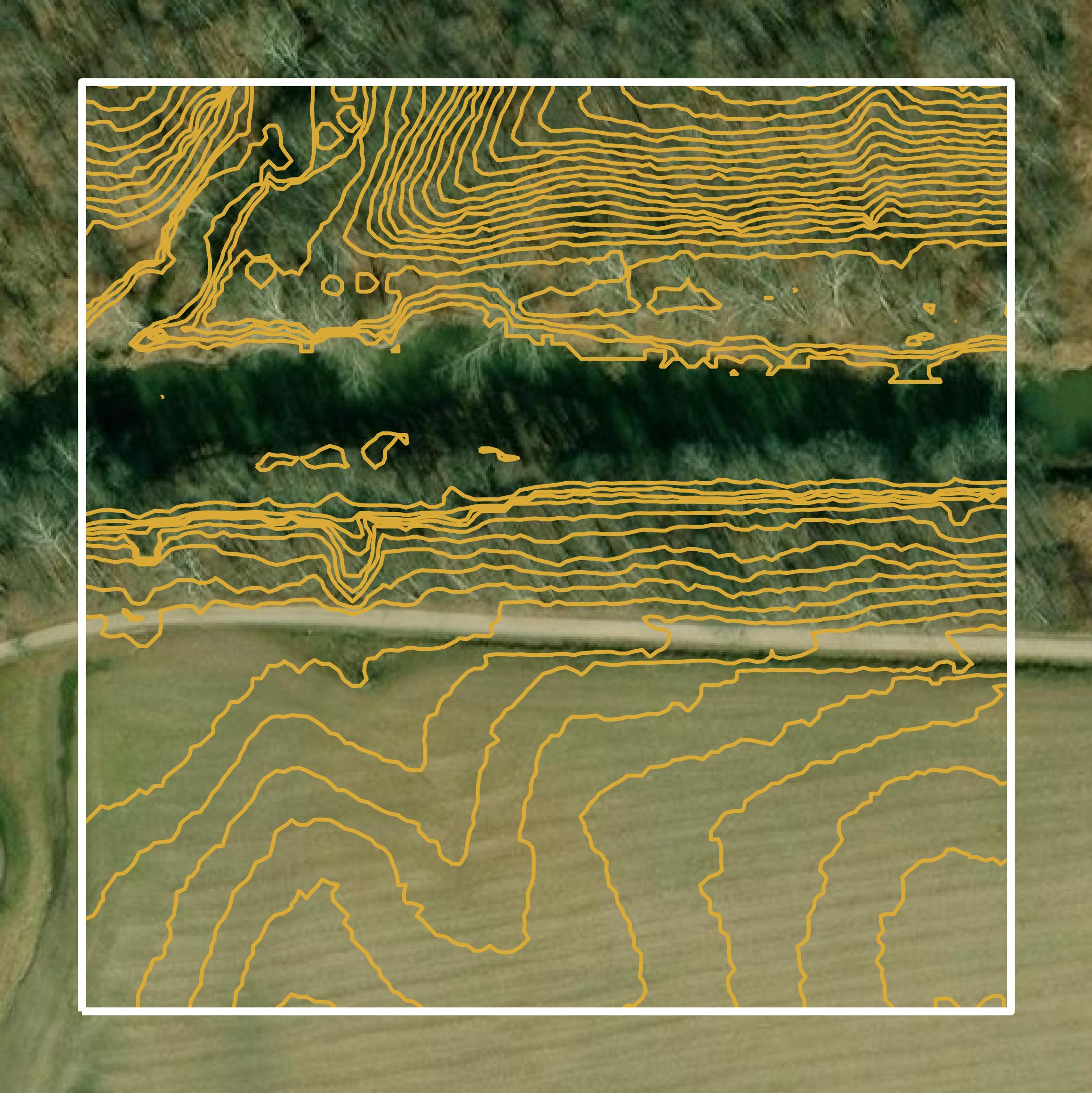 This image shows a contour map in Jennings County created using GIS data in Equator.