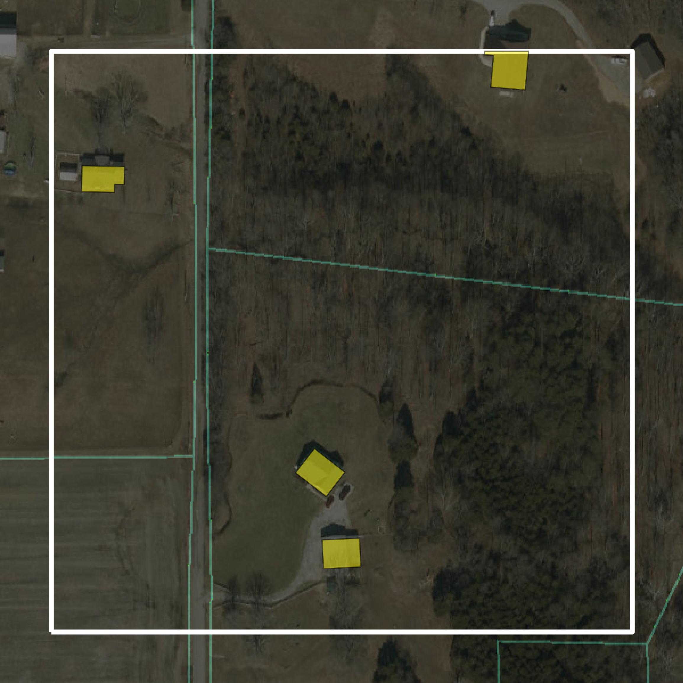 This image shows parcel and building data in Jennings County created using GIS data in Equator.