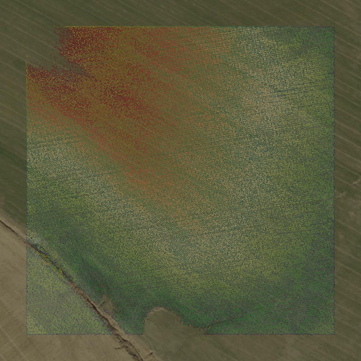 This image shows a LiDAR point cloud in Knox County created using GIS data in Equator.