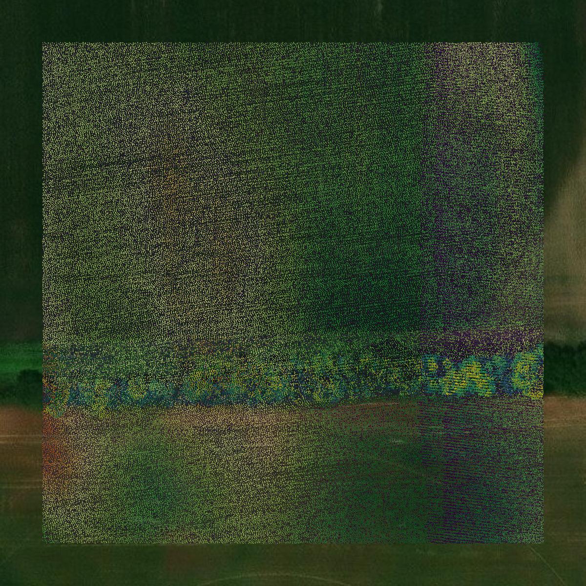 This image shows a LiDAR point cloud in Knox County created using GIS data in Equator.