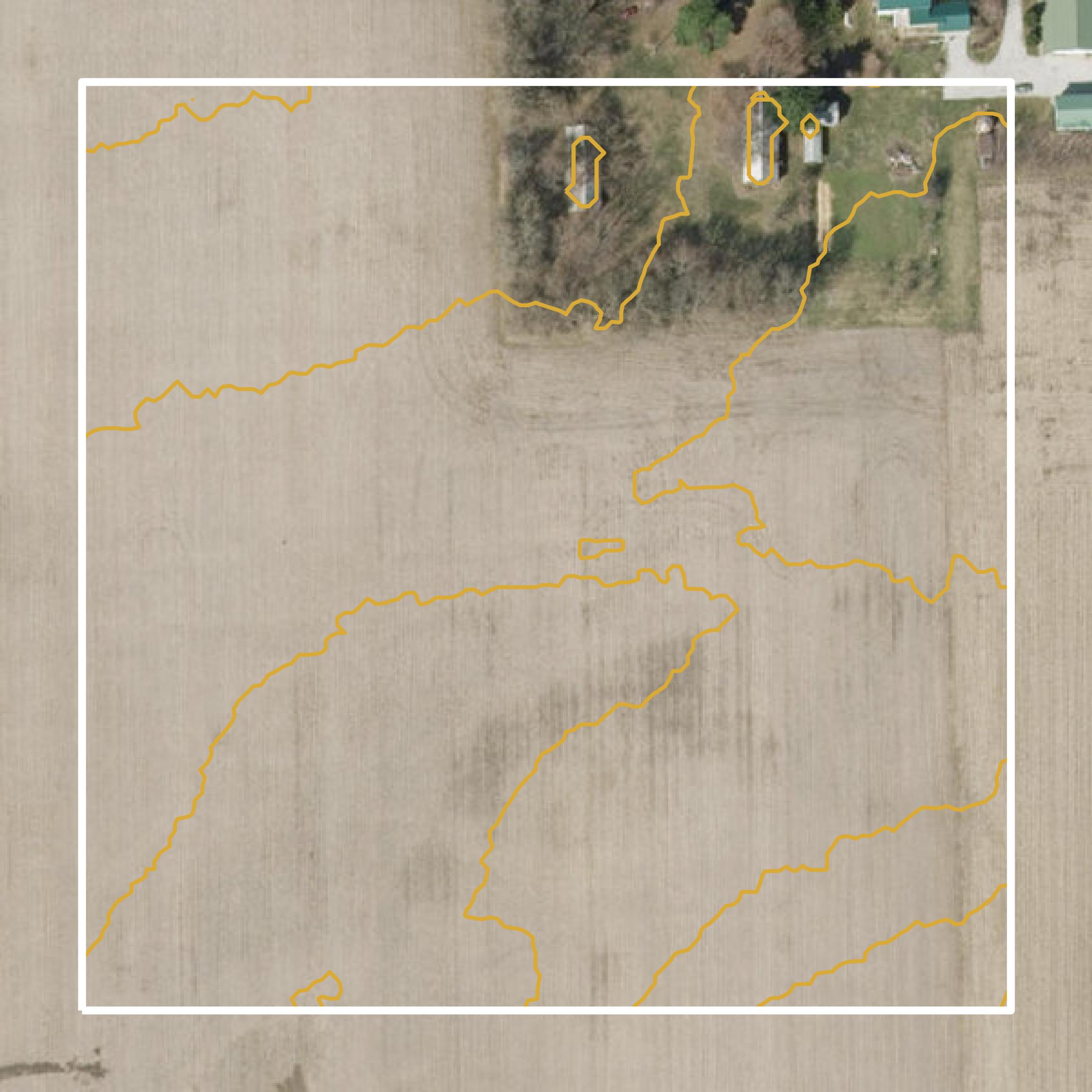 This image shows a contour map in Kosciusko County created using GIS data in Equator.