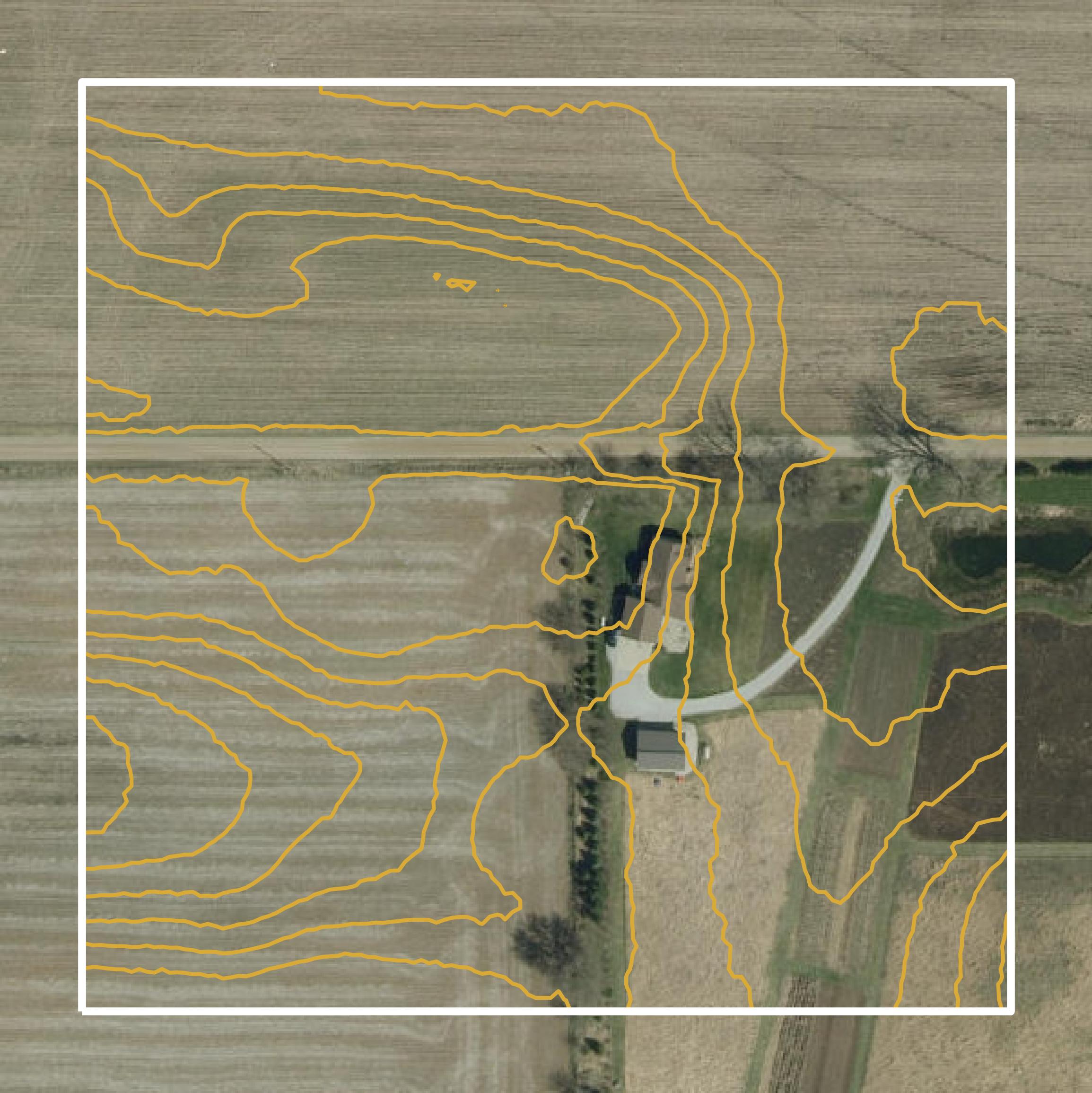 This image shows a contour map in LaGrange County created using GIS data in Equator.