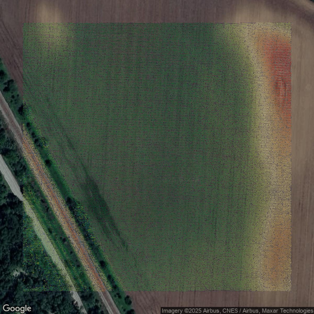 This image shows a LiDAR point cloud in Lake County created using GIS data in Equator.