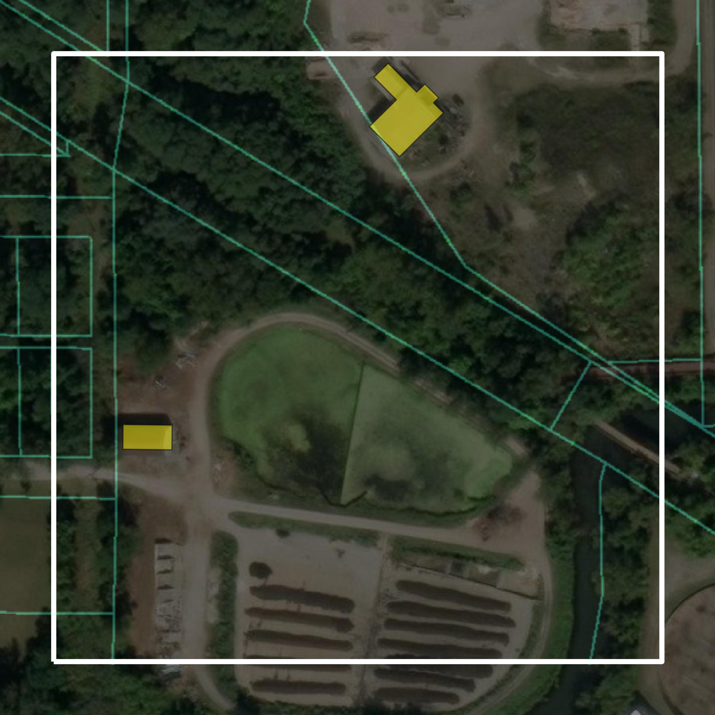 This image shows parcel and building data in LaPorte County created using GIS data in Equator.