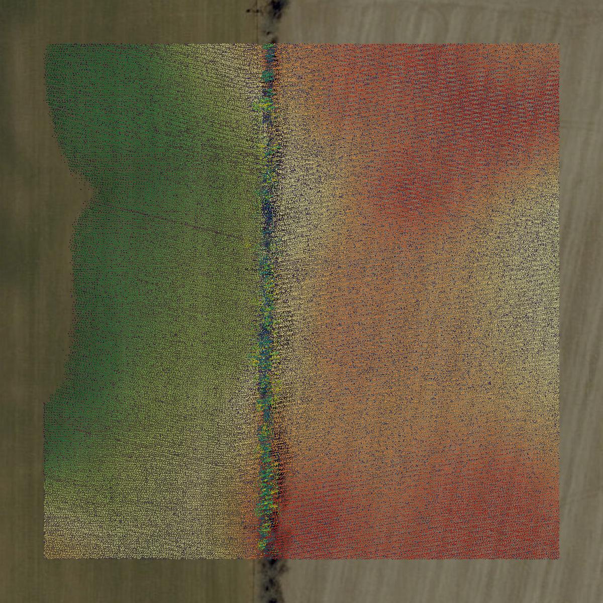 This image shows a LiDAR point cloud in LaPorte County created using GIS data in Equator.