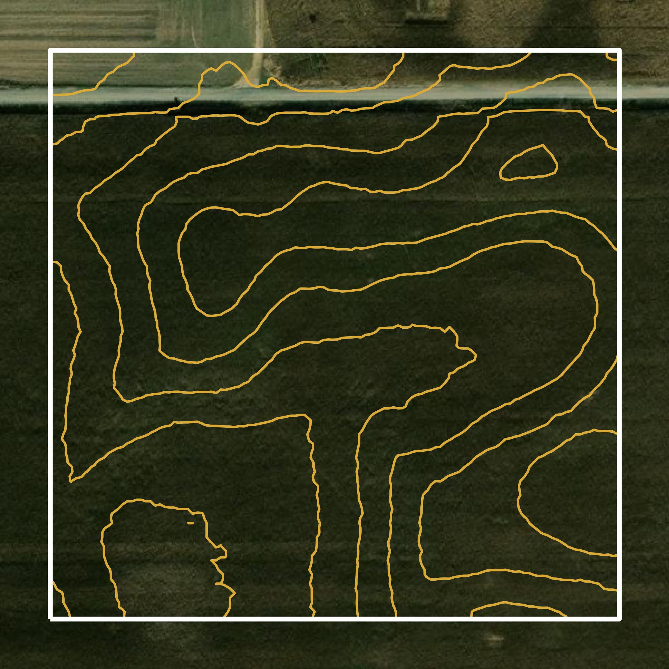 This image shows a contour map in Lawrence County created using GIS data in Equator.