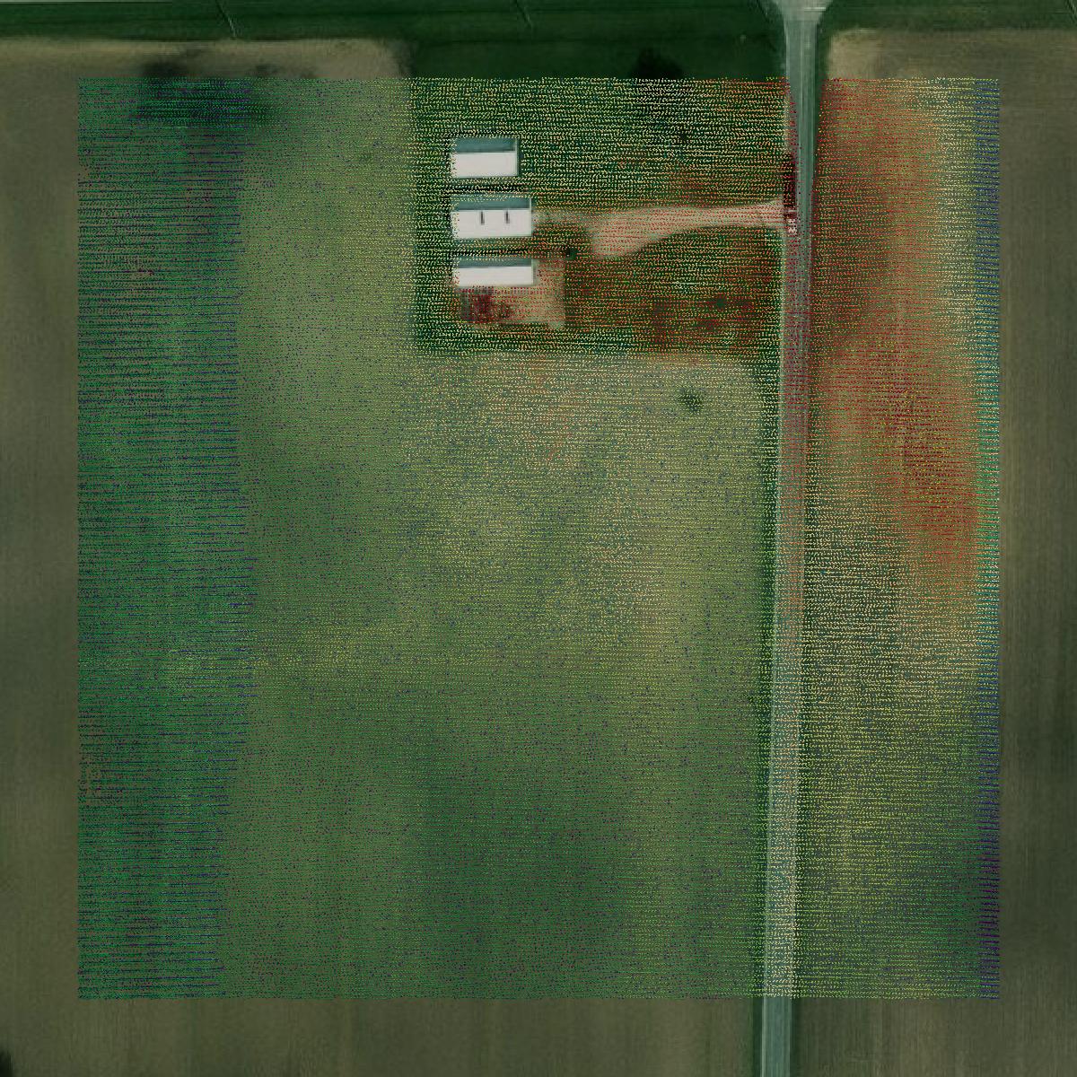 This image shows a LiDAR point cloud in Madison County created using GIS data in Equator.