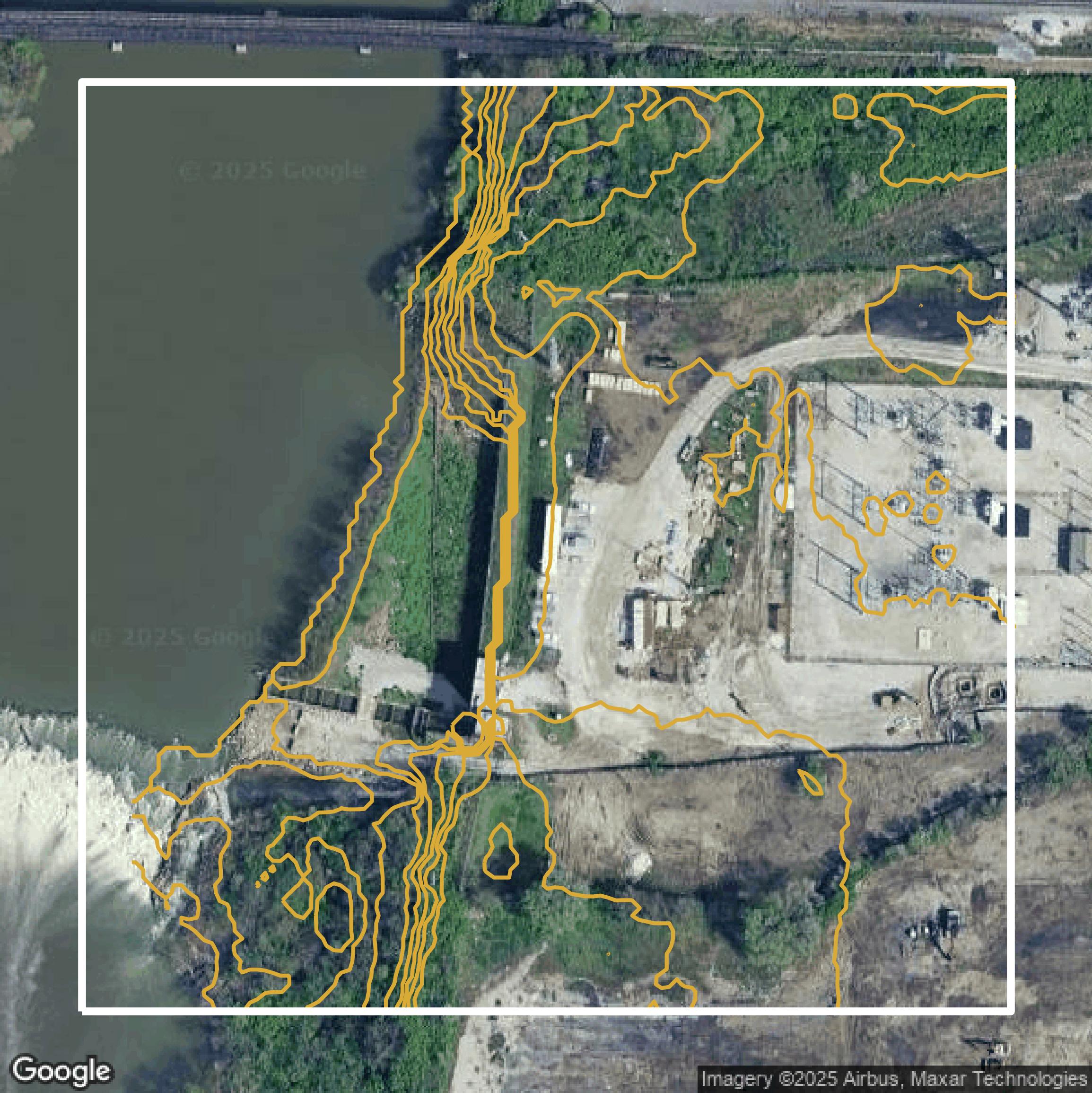 This image shows a contour map in Marion County created using GIS data in Equator.