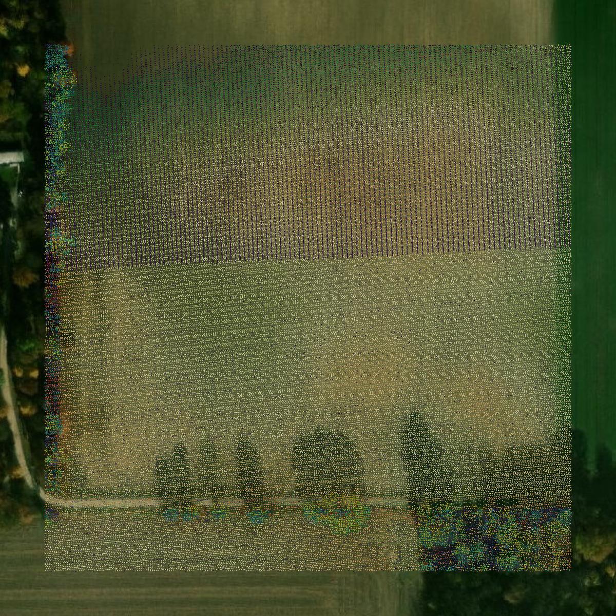 This image shows a LiDAR point cloud in Miami County created using GIS data in Equator.