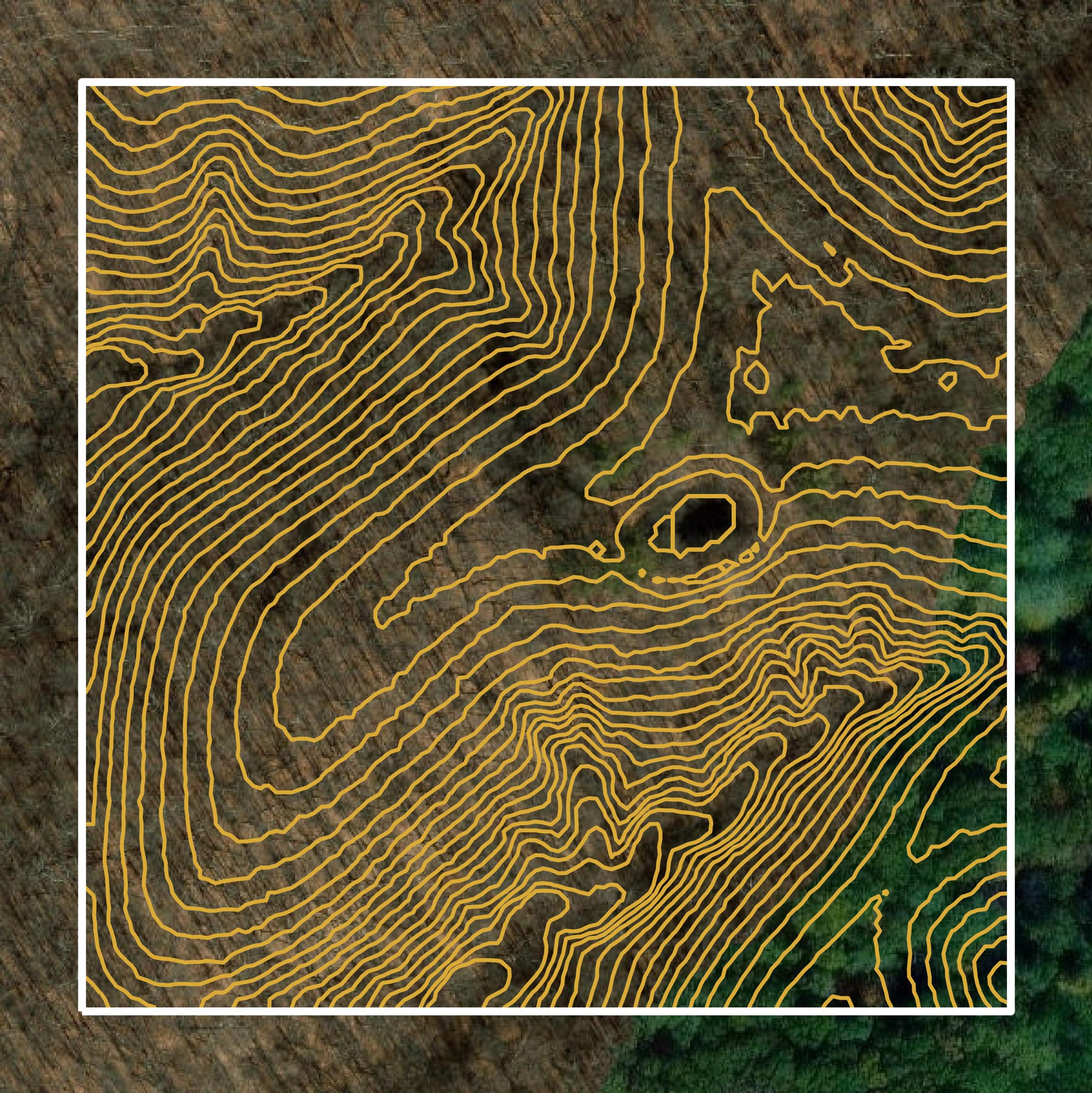 This image shows a contour map in Monroe County created using GIS data in Equator.