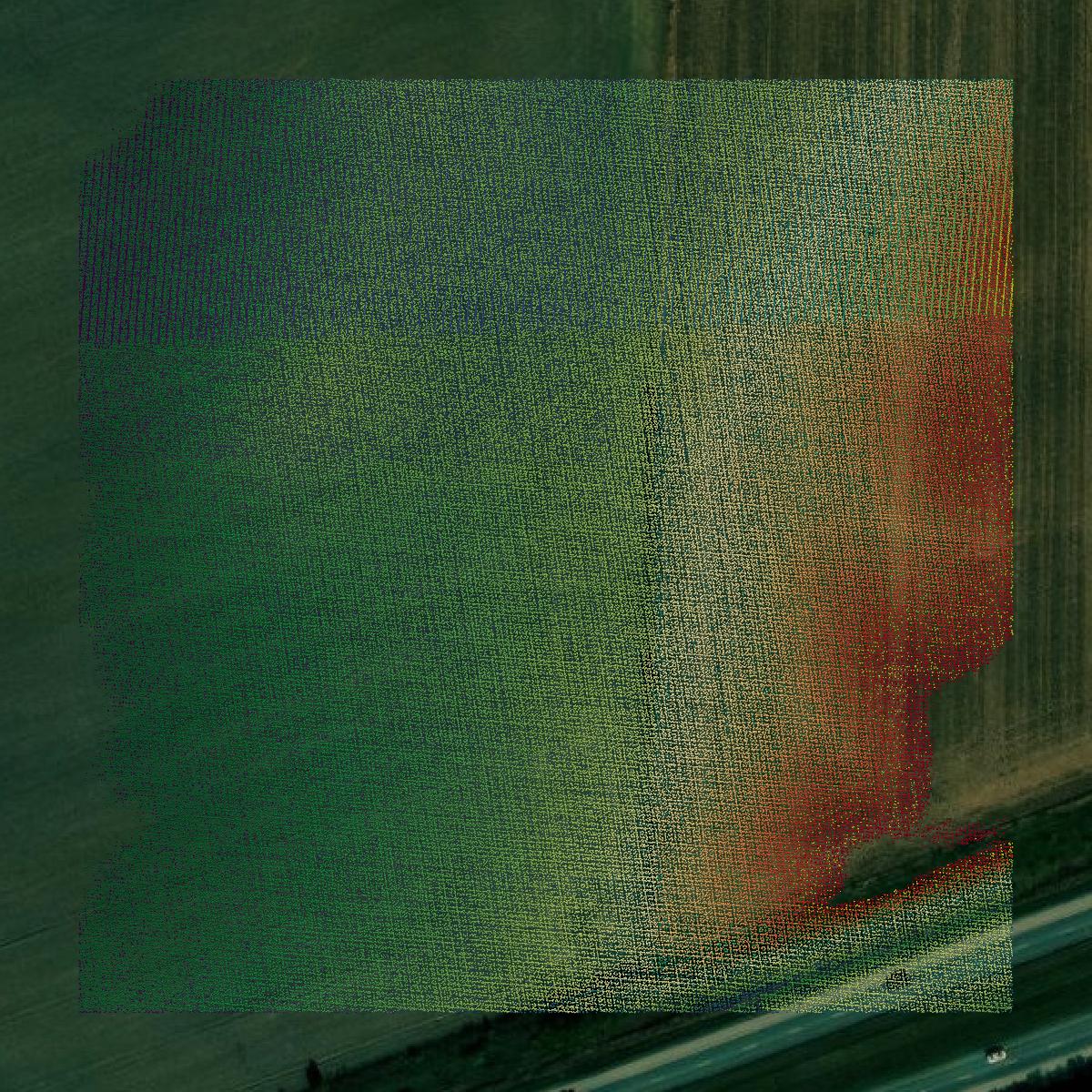 This image shows a LiDAR point cloud in Morgan County created using GIS data in Equator.