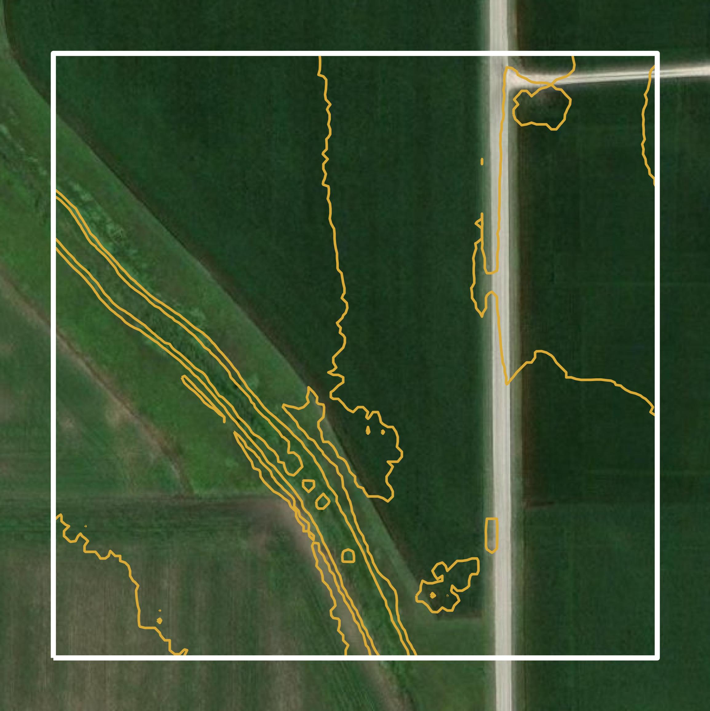 This image shows a contour map in Newton County created using GIS data in Equator.