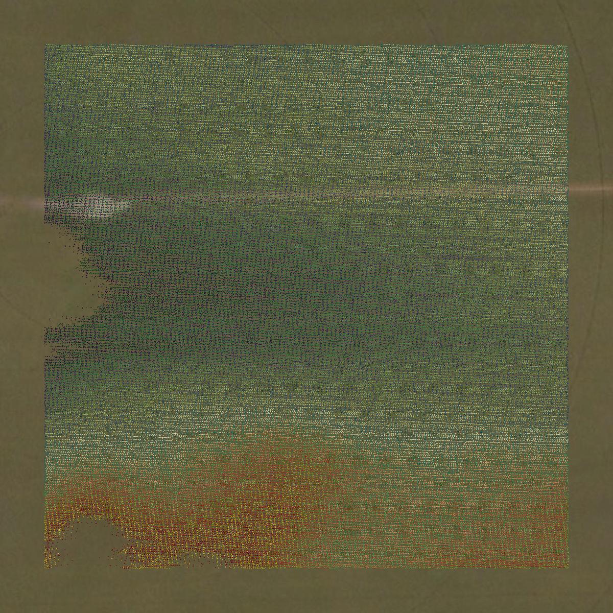 This image shows a LiDAR point cloud in Noble County created using GIS data in Equator.