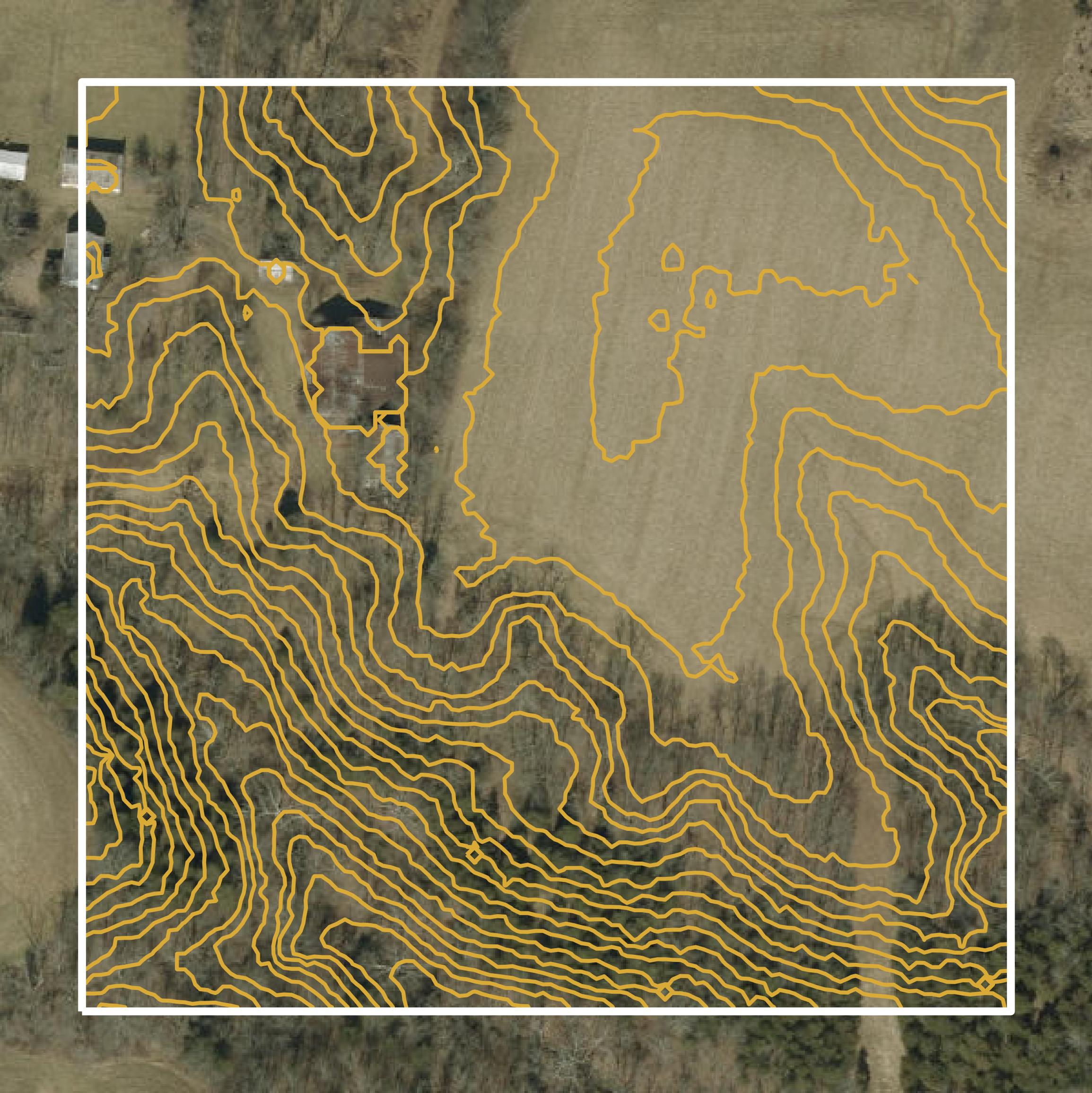 This image shows a contour map in Ohio County created using GIS data in Equator.