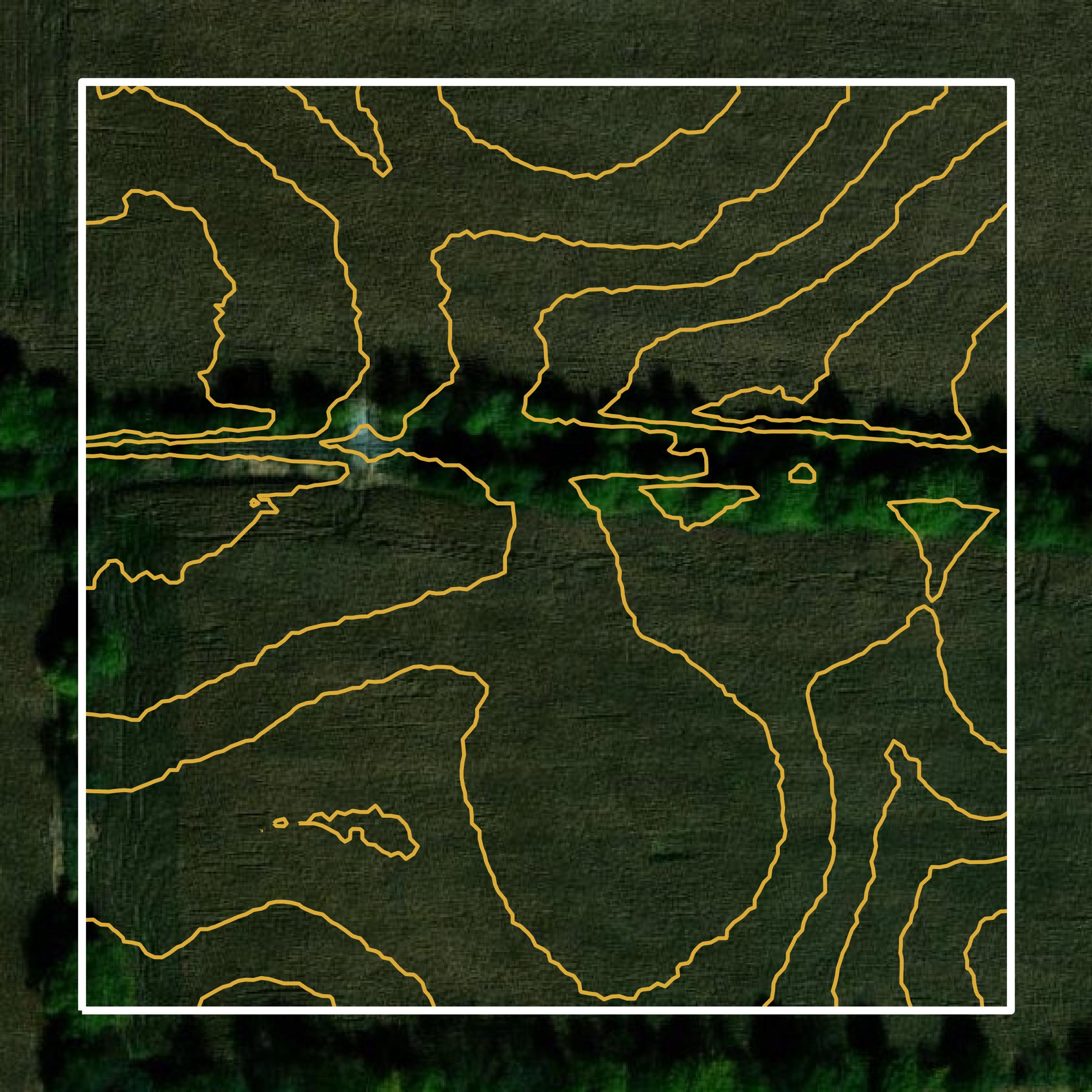 This image shows a contour map in Orange County created using GIS data in Equator.