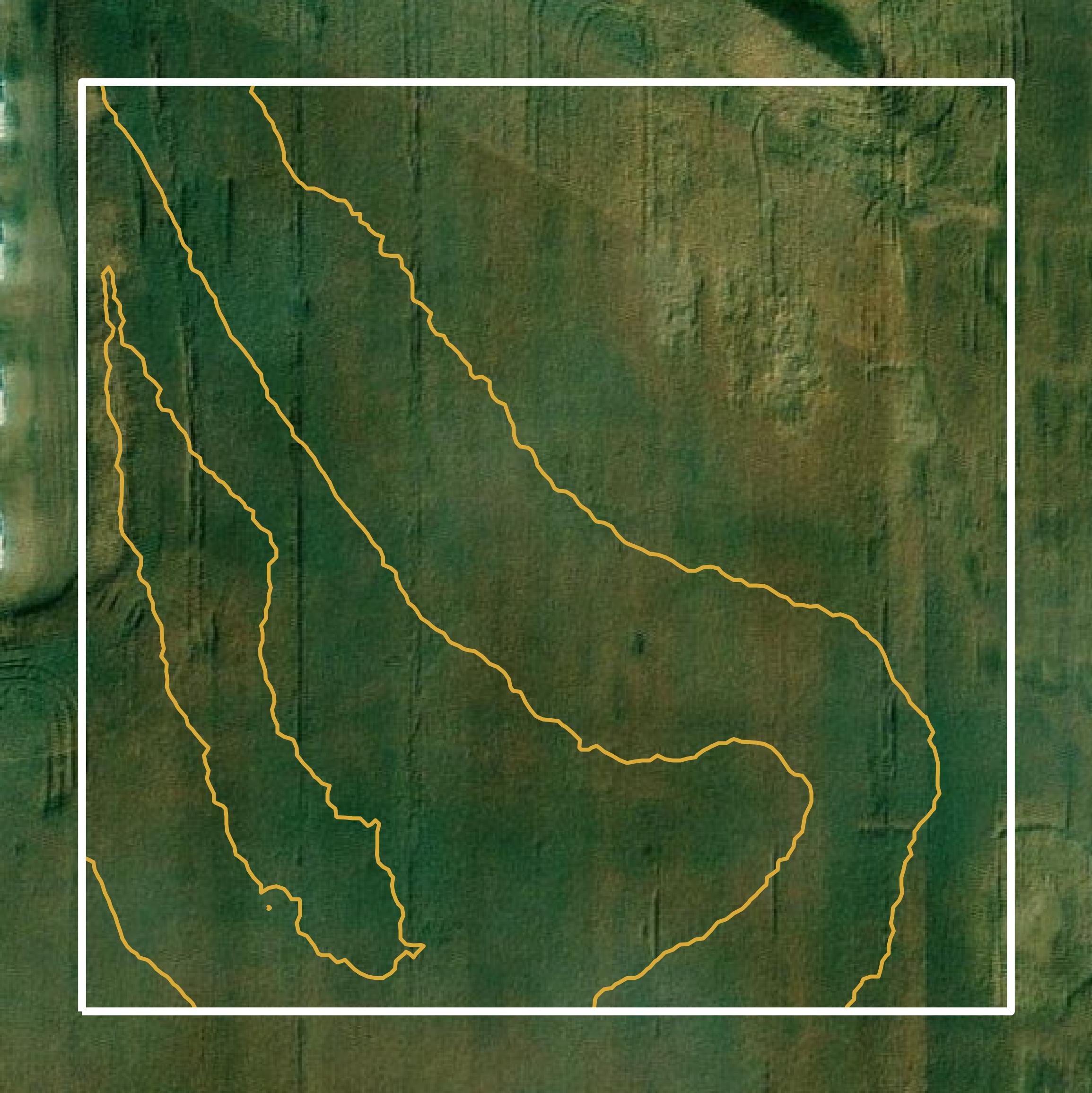 This image shows a contour map in Orange County created using GIS data in Equator.