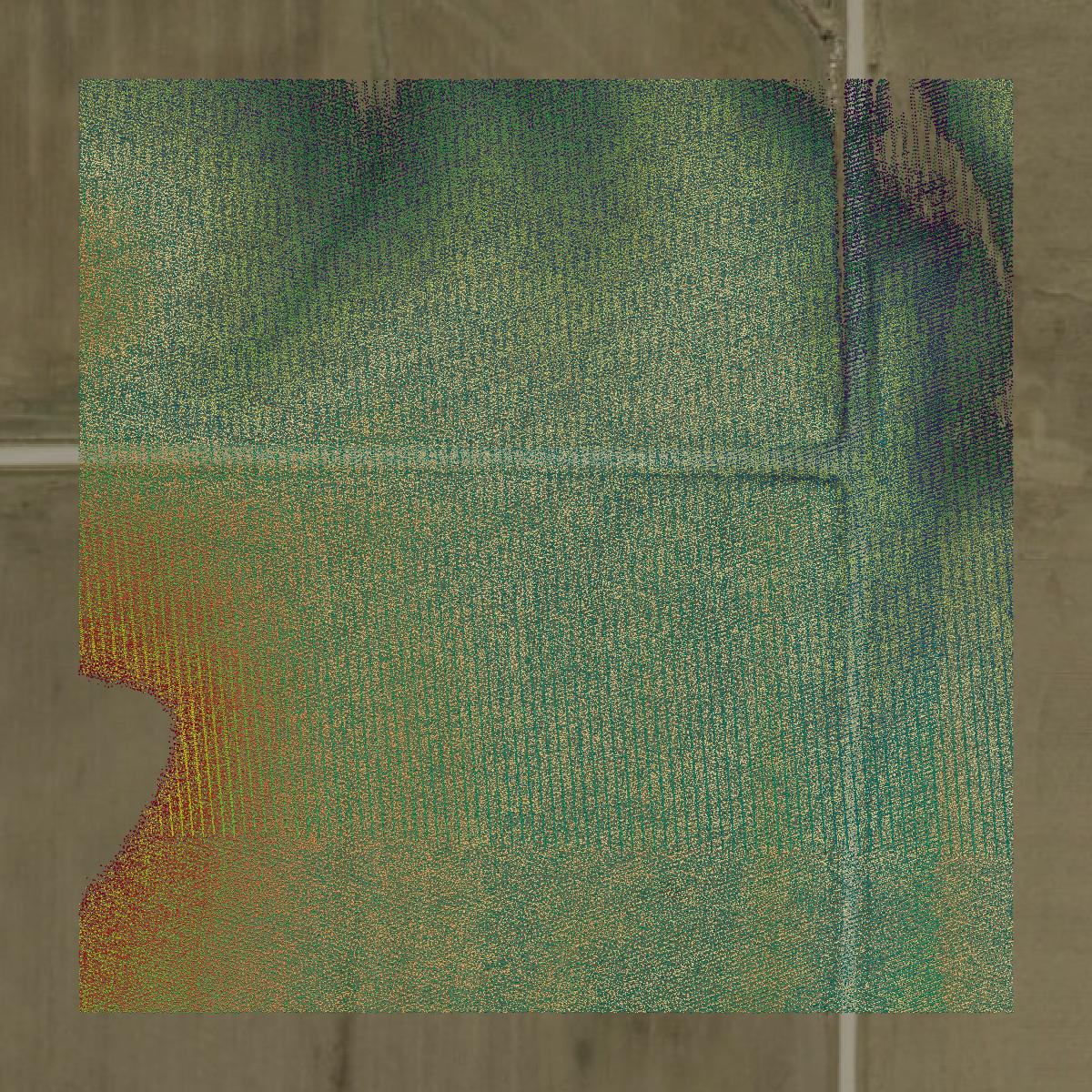This image shows a LiDAR point cloud in Pike County created using GIS data in Equator.