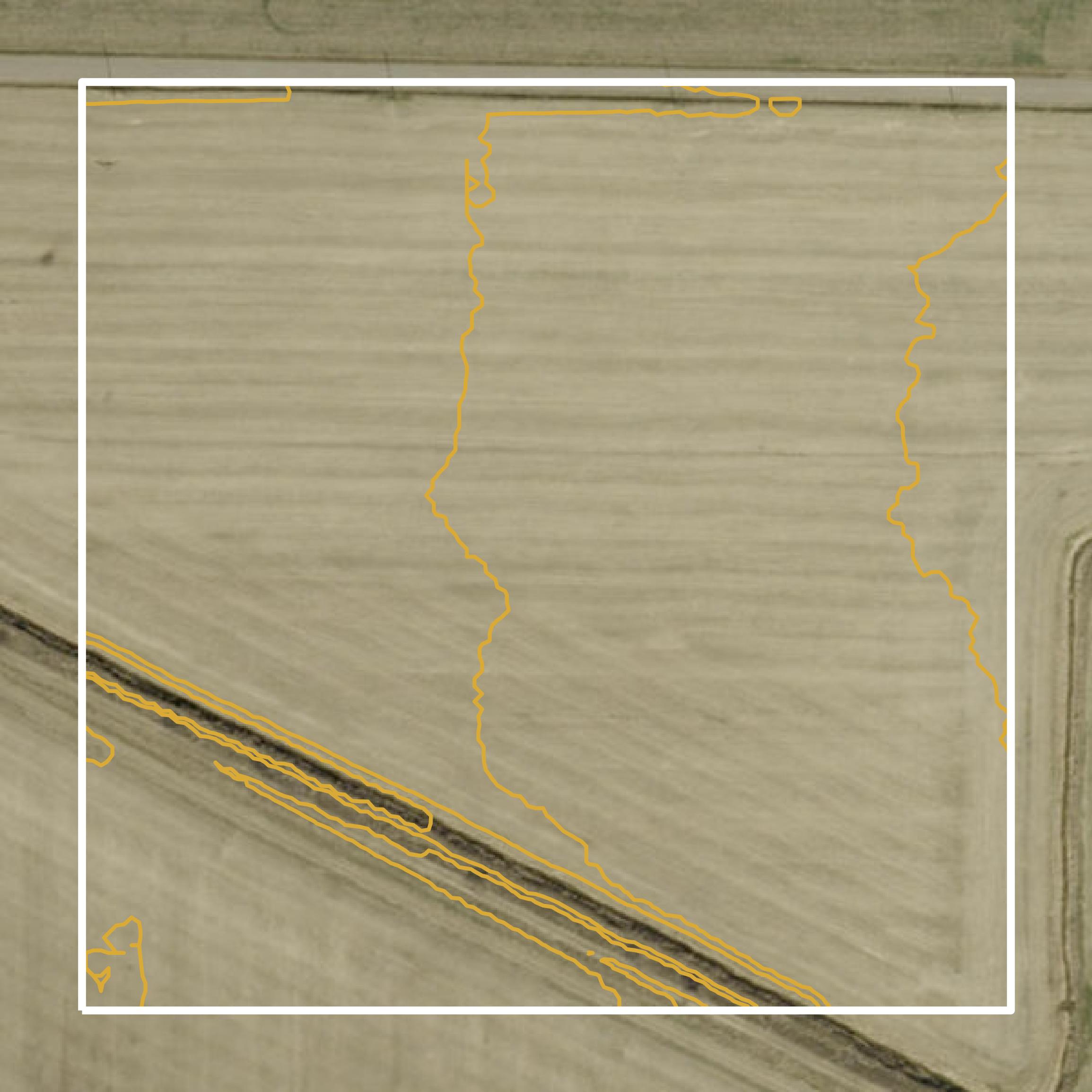 This image shows a contour map in Posey County created using GIS data in Equator.