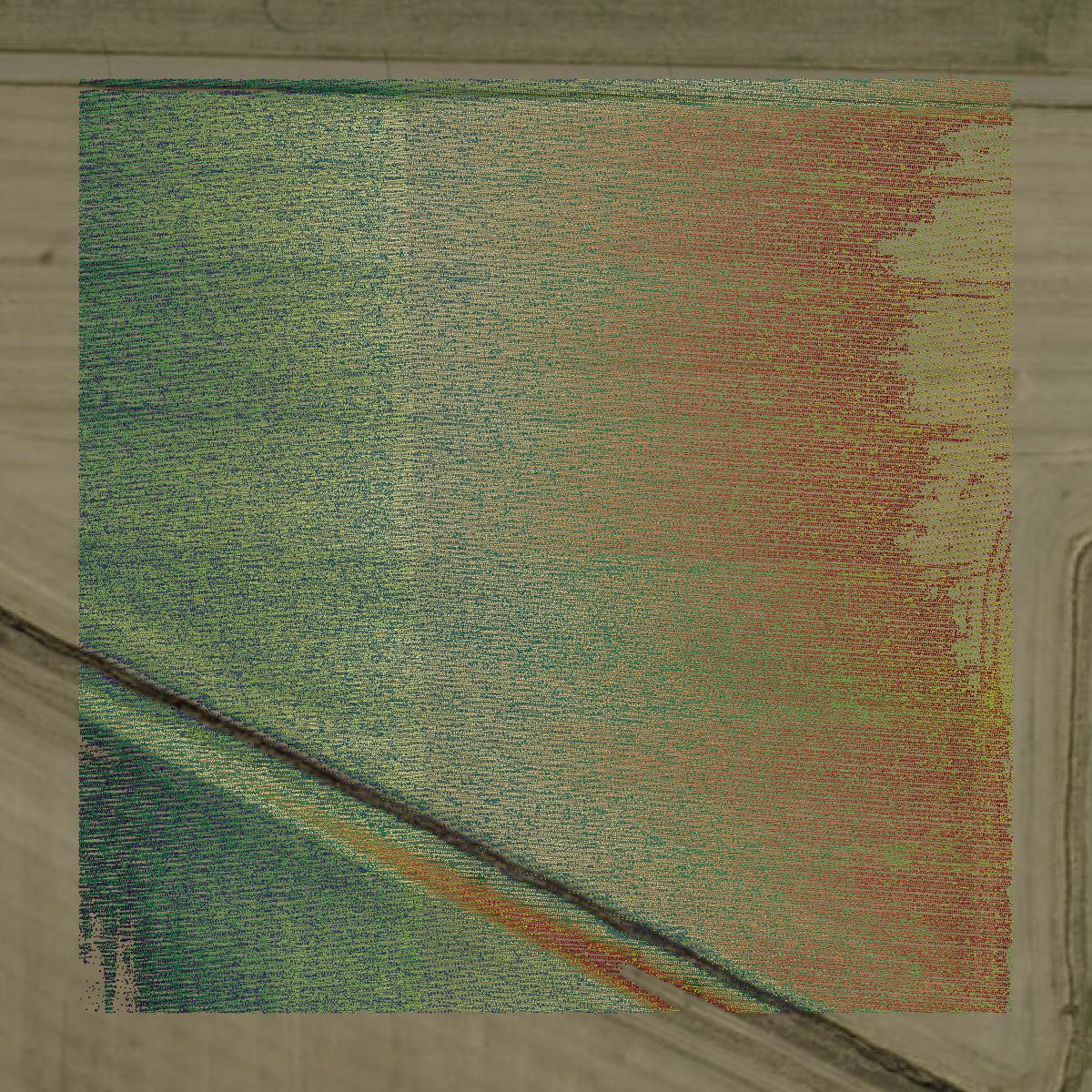This image shows a LiDAR point cloud in Posey County created using GIS data in Equator.