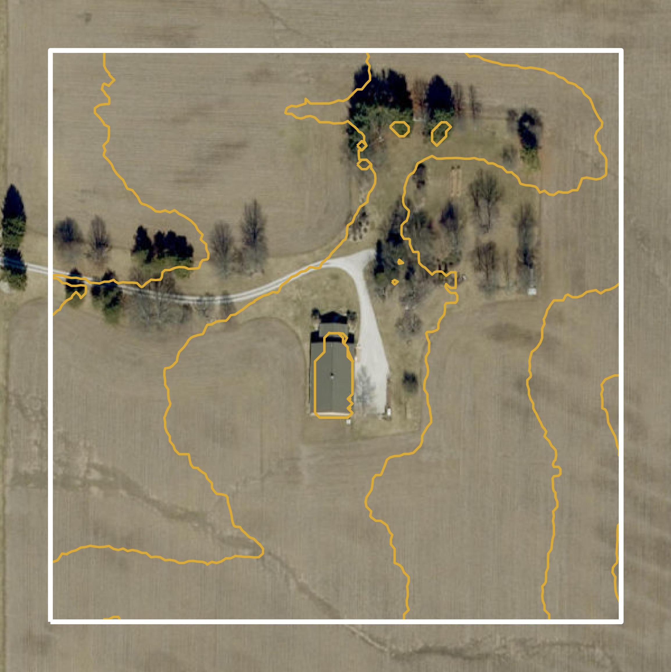 This image shows a contour map in Putnam County created using GIS data in Equator.