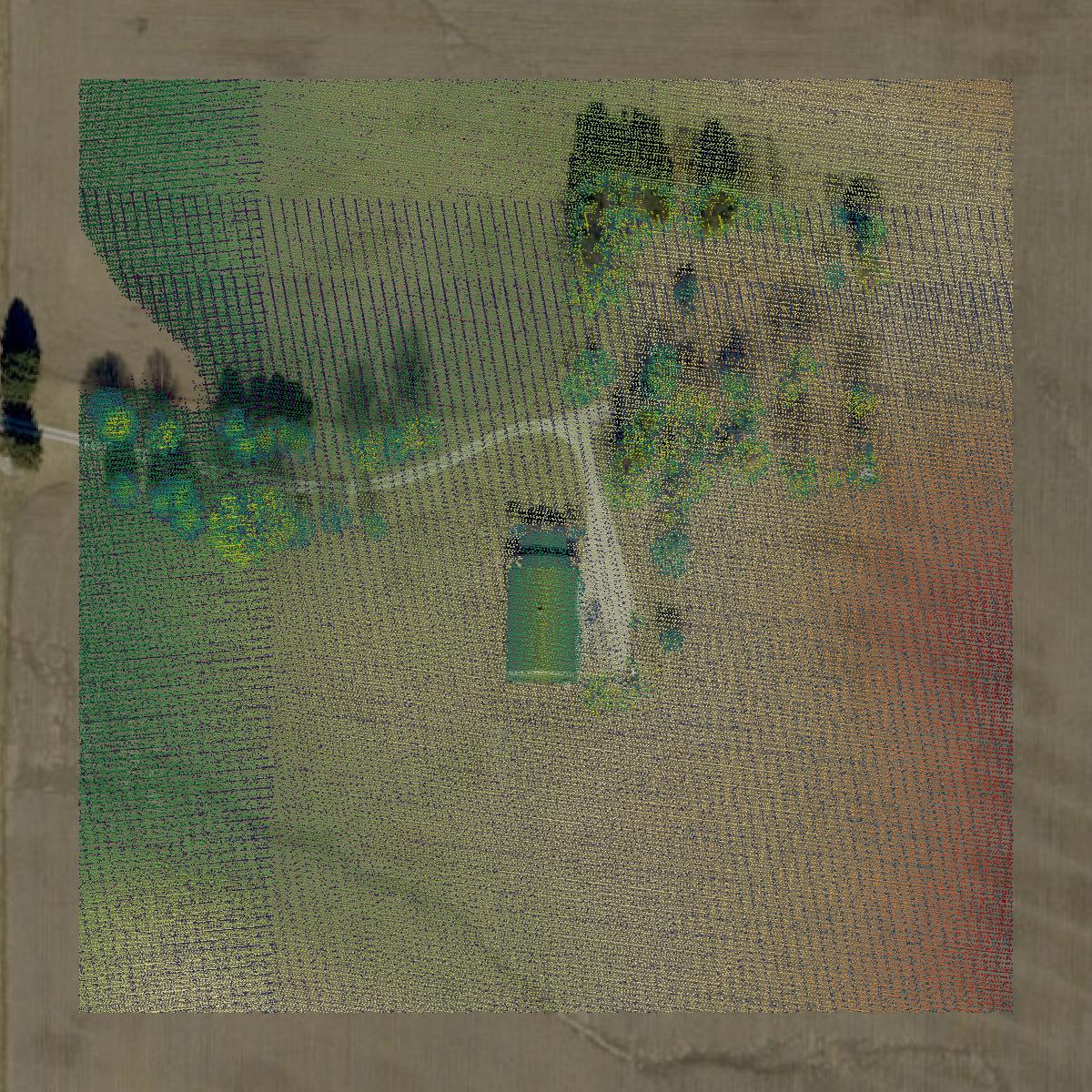 This image shows a LiDAR point cloud in Putnam County created using GIS data in Equator.