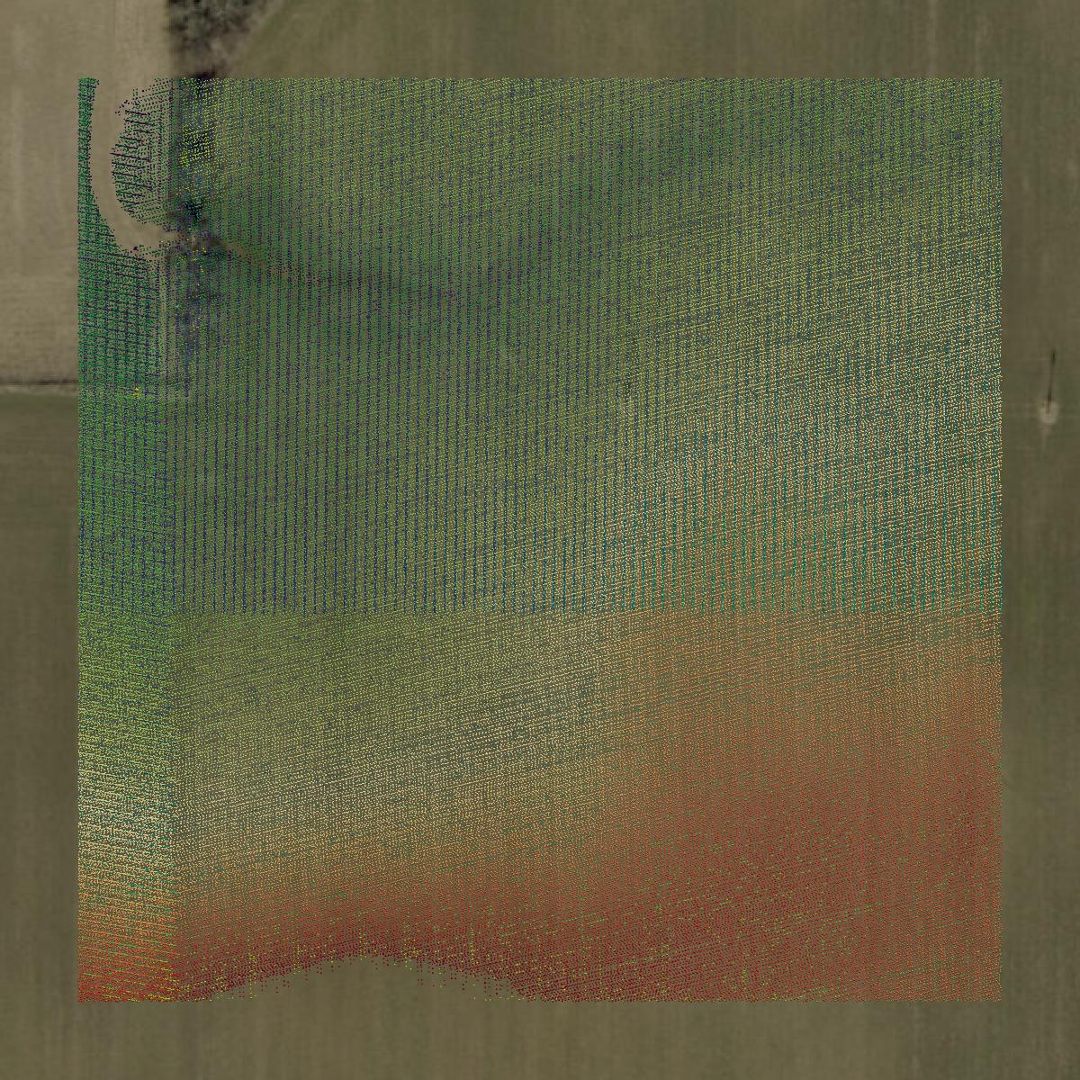 This image shows a LiDAR point cloud in Putnam County created using GIS data in Equator.