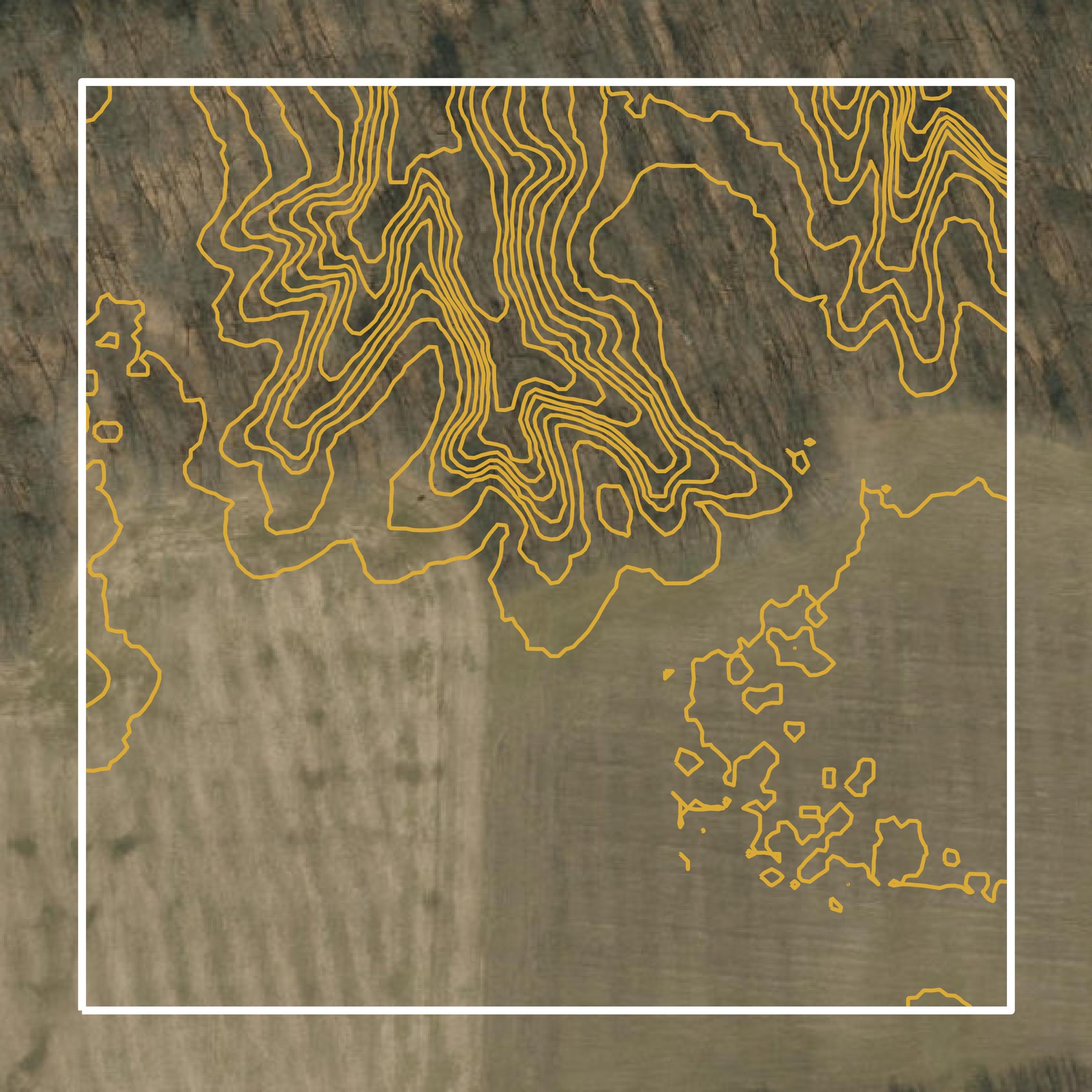 This image shows a contour map in Ripley County created using GIS data in Equator.