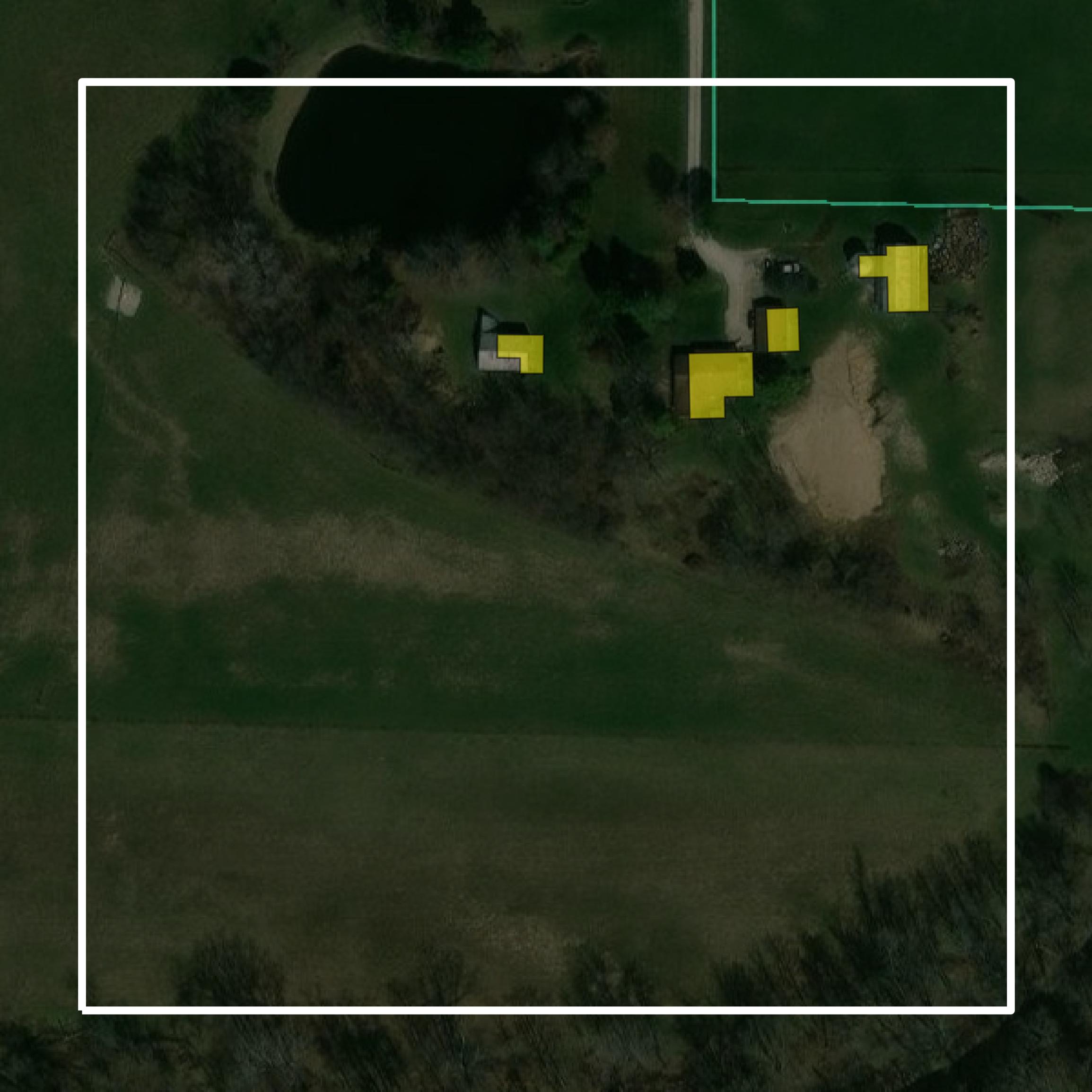 This image shows parcel and building data in Rush County created using GIS data in Equator.