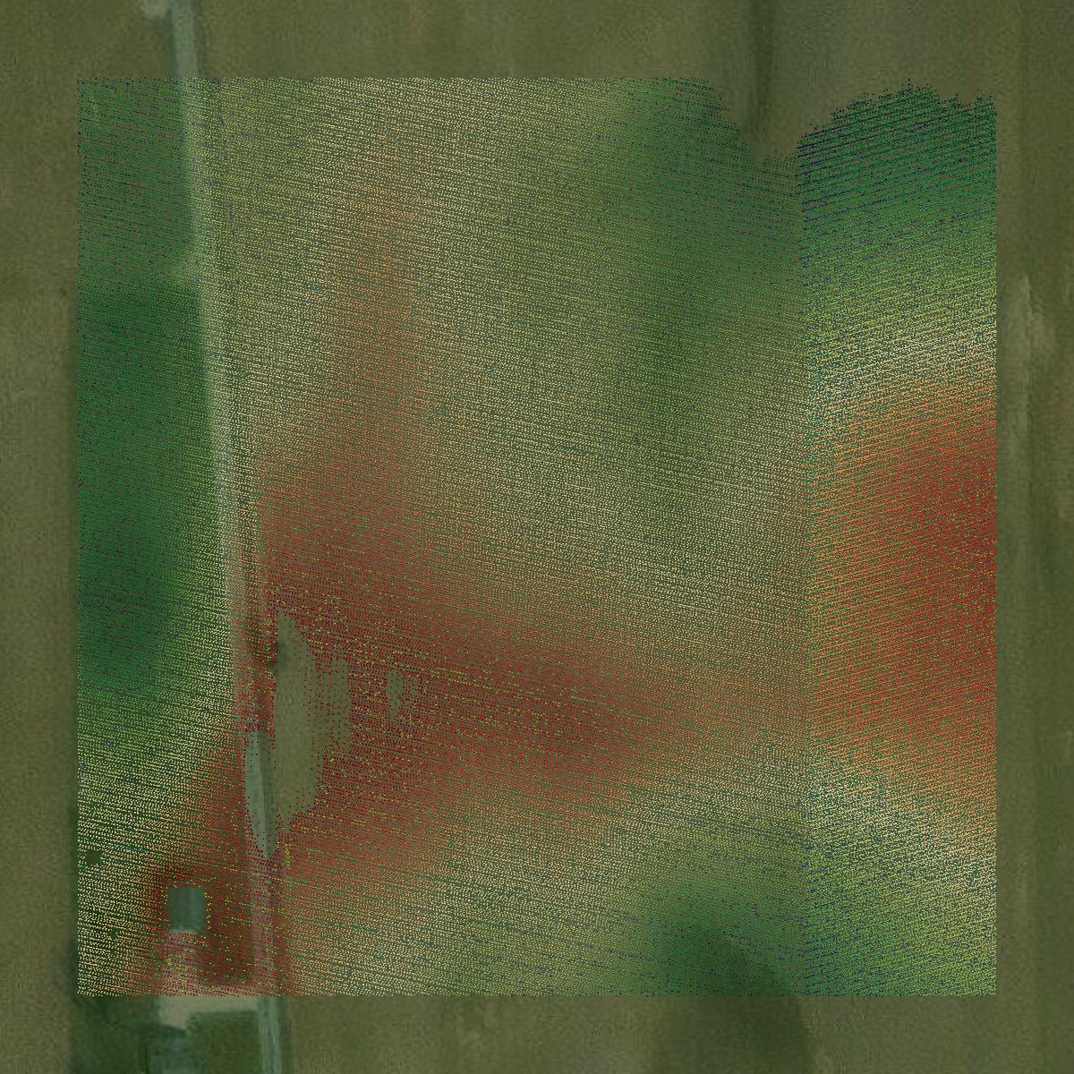 This image shows a LiDAR point cloud in Rush County created using GIS data in Equator.