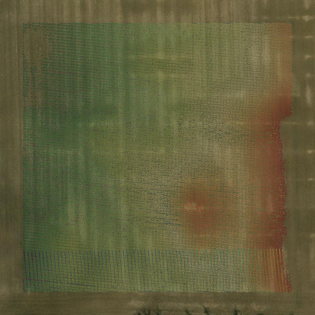 This image shows a LiDAR point cloud in Rush County created using GIS data in Equator.