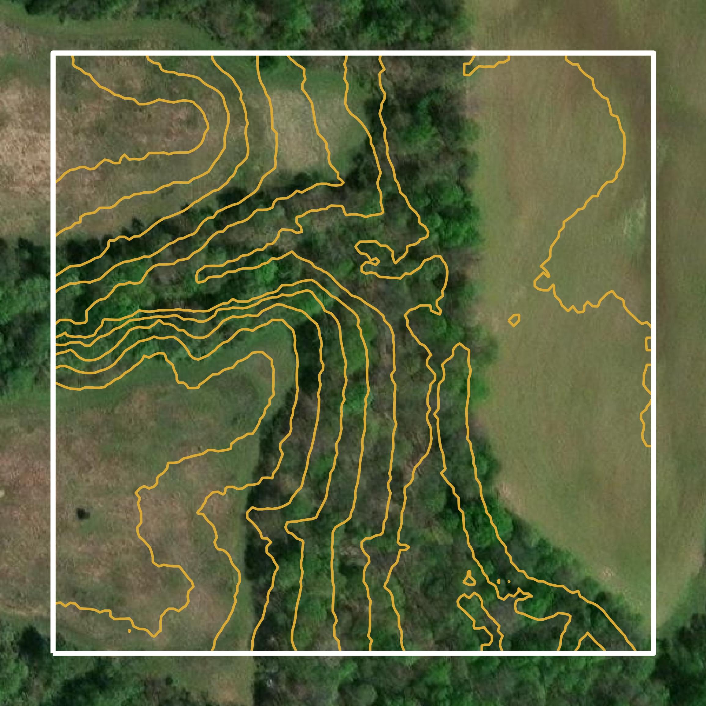 This image shows a contour map in Scott County created using GIS data in Equator.