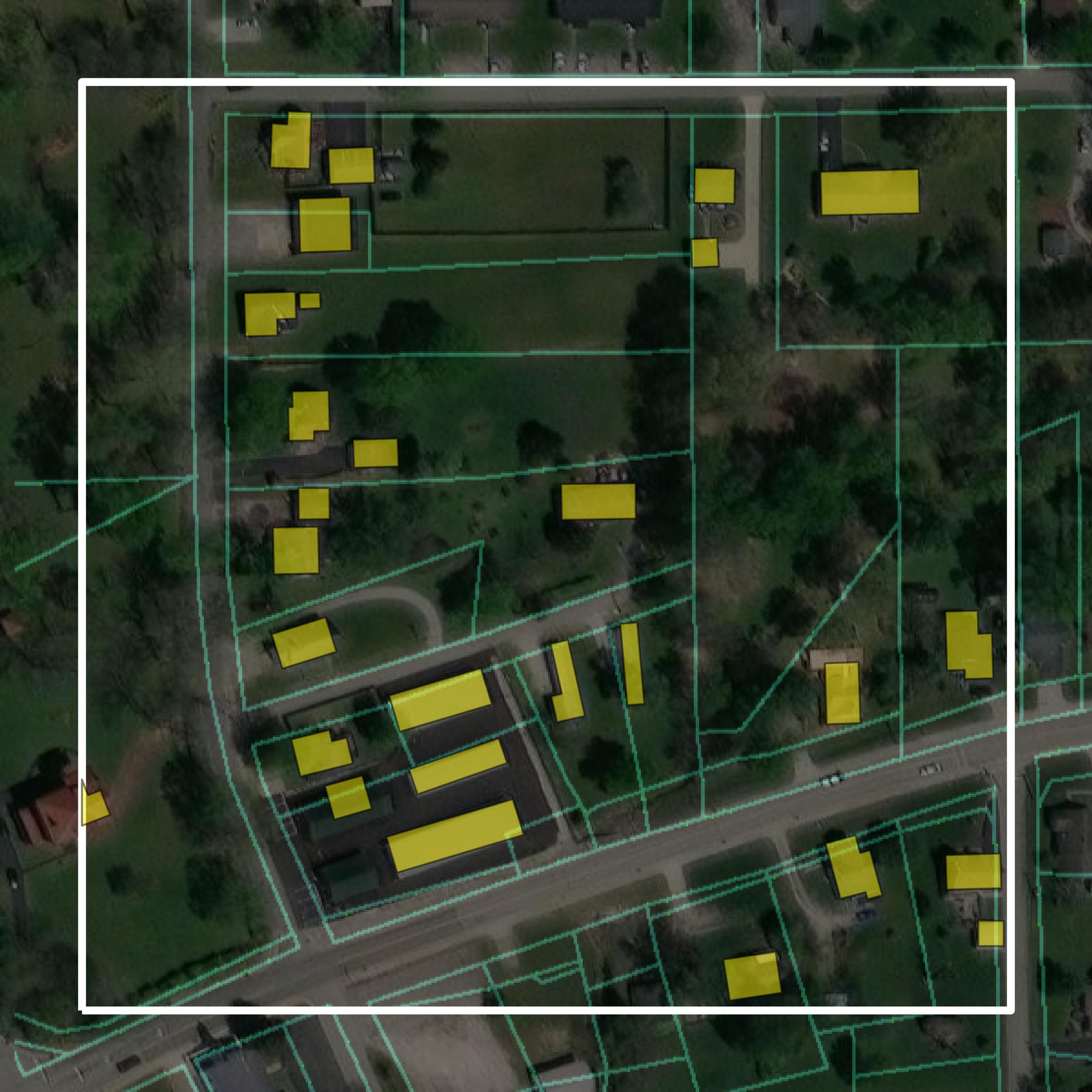 This image shows parcel and building data in Scott County created using GIS data in Equator.