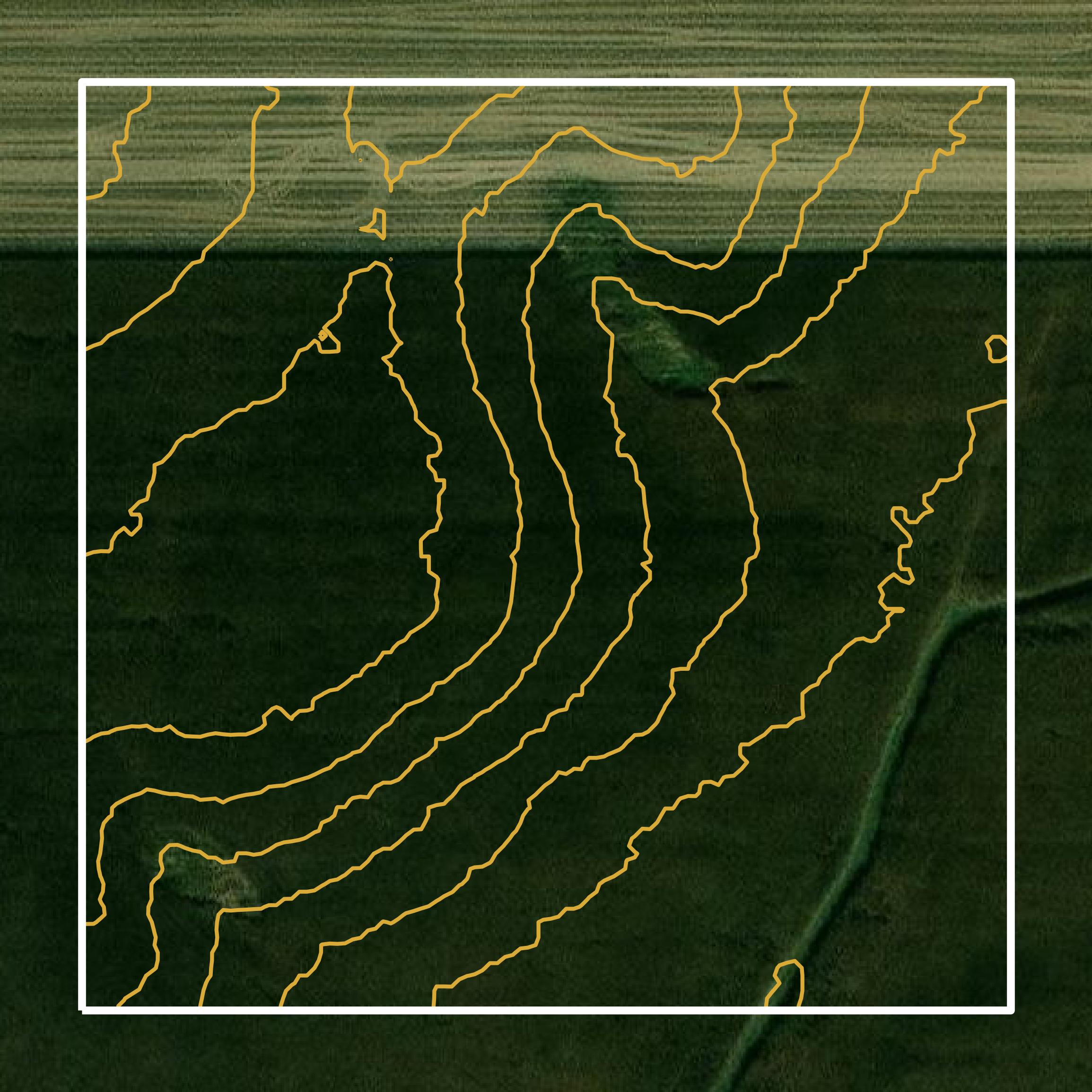 This image shows a contour map in Spencer County created using GIS data in Equator.