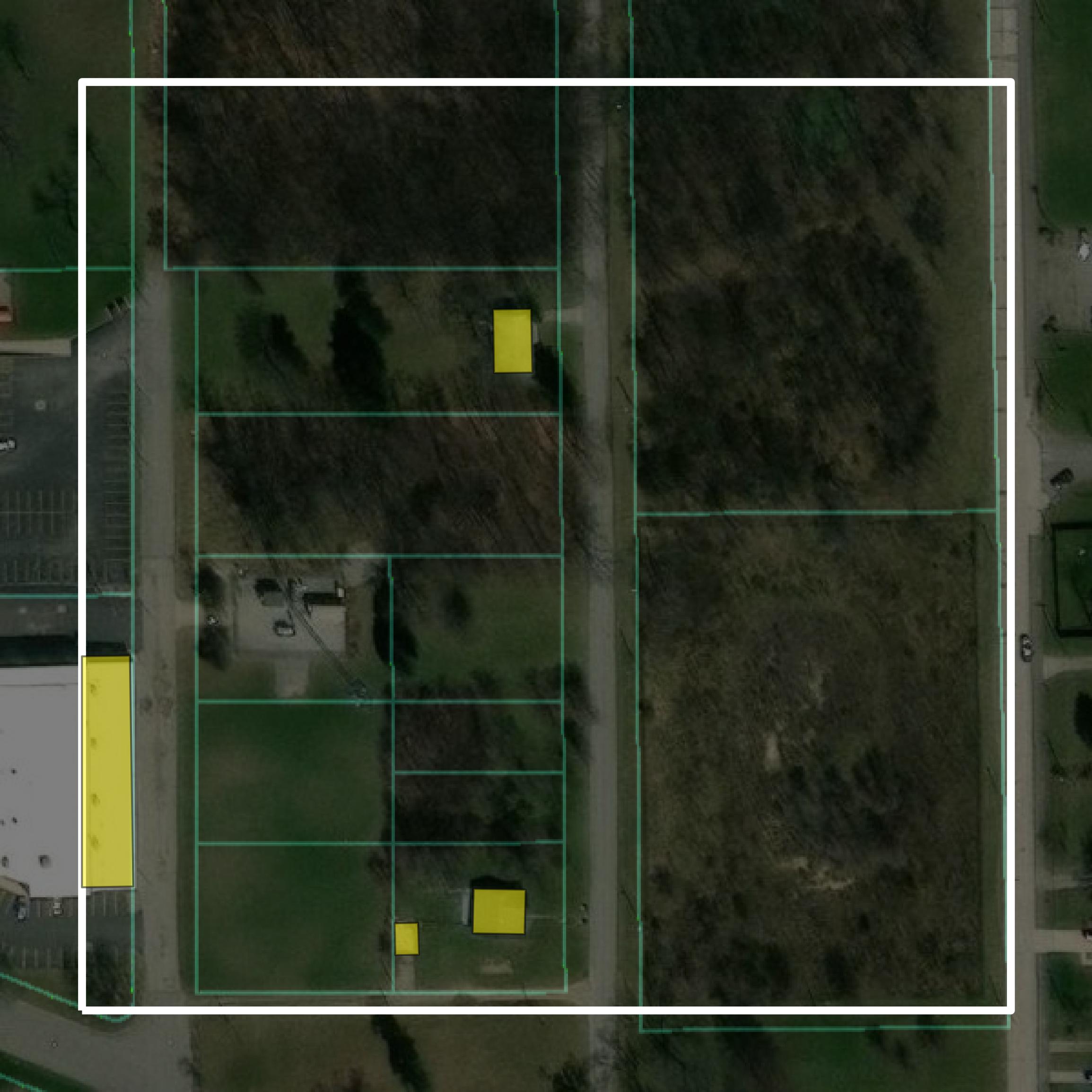 This image shows parcel and building data in St. Joseph County created using GIS data in Equator.