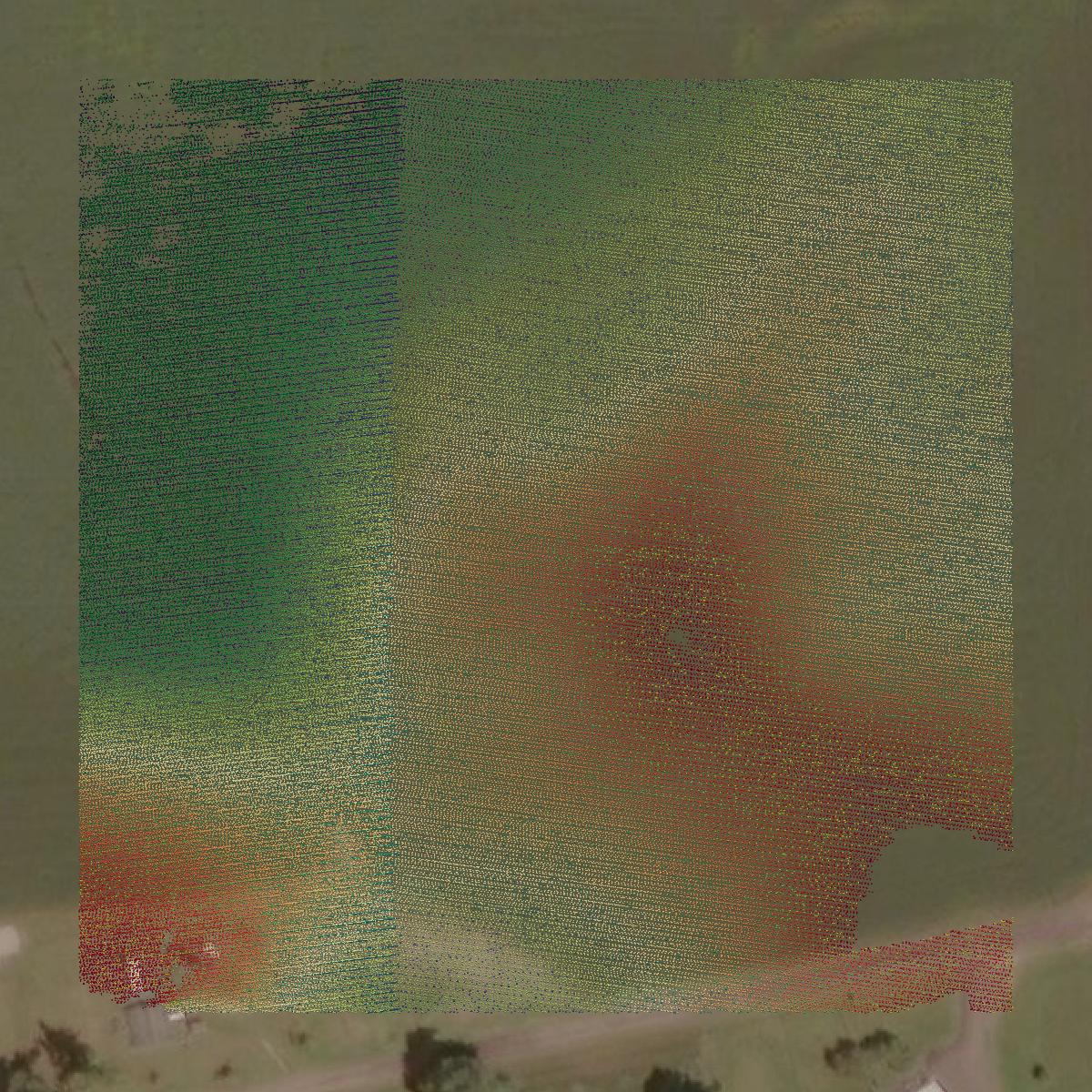 This image shows a LiDAR point cloud in Steuben County created using GIS data in Equator.