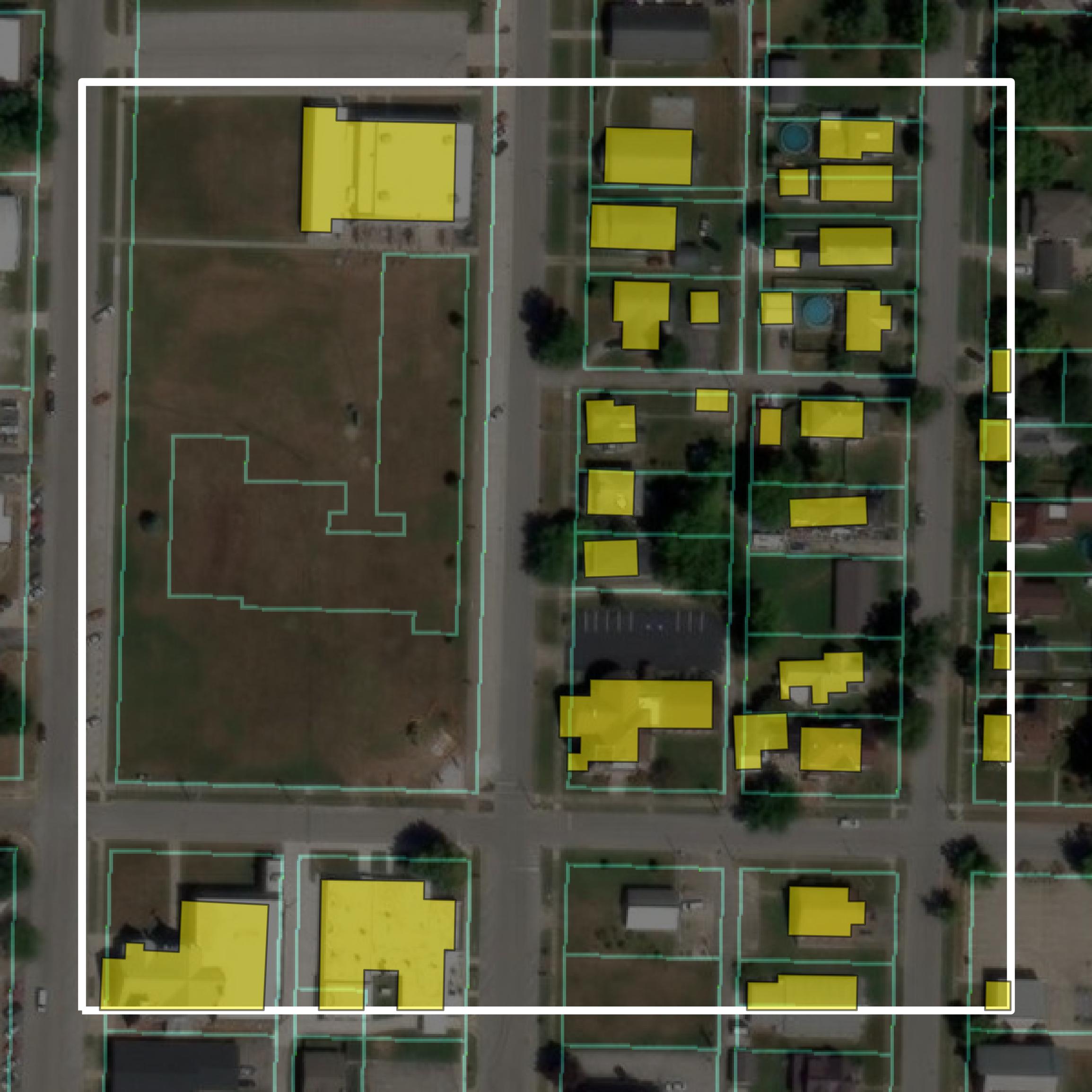 This image shows parcel and building data in Sullivan County created using GIS data in Equator.