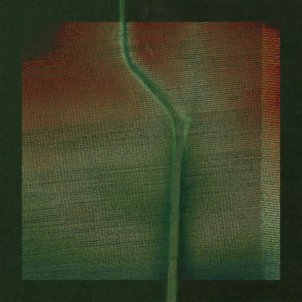 This image shows a LiDAR point cloud in Sullivan County created using GIS data in Equator.