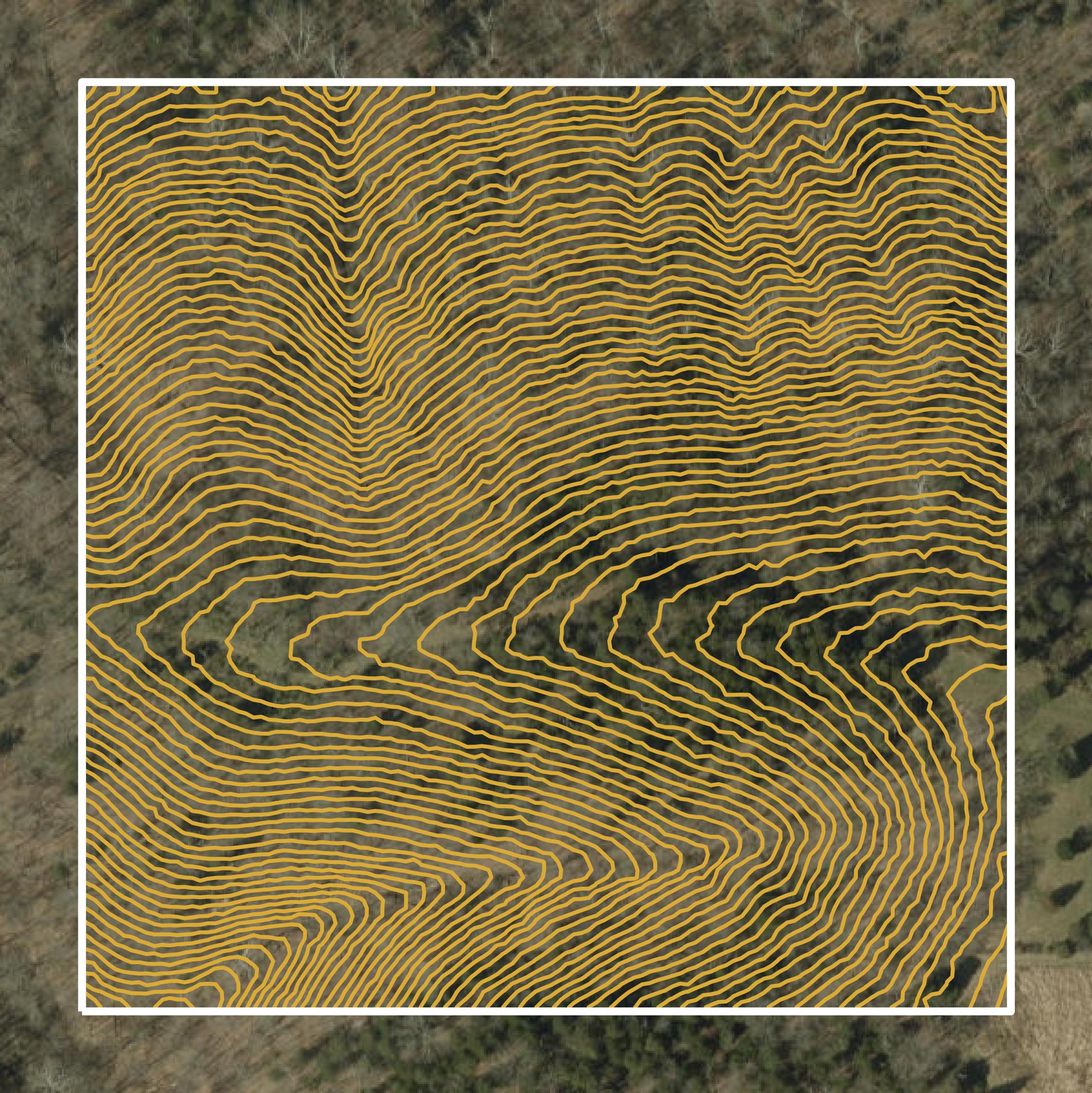 This image shows a contour map in Switzerland County created using GIS data in Equator.