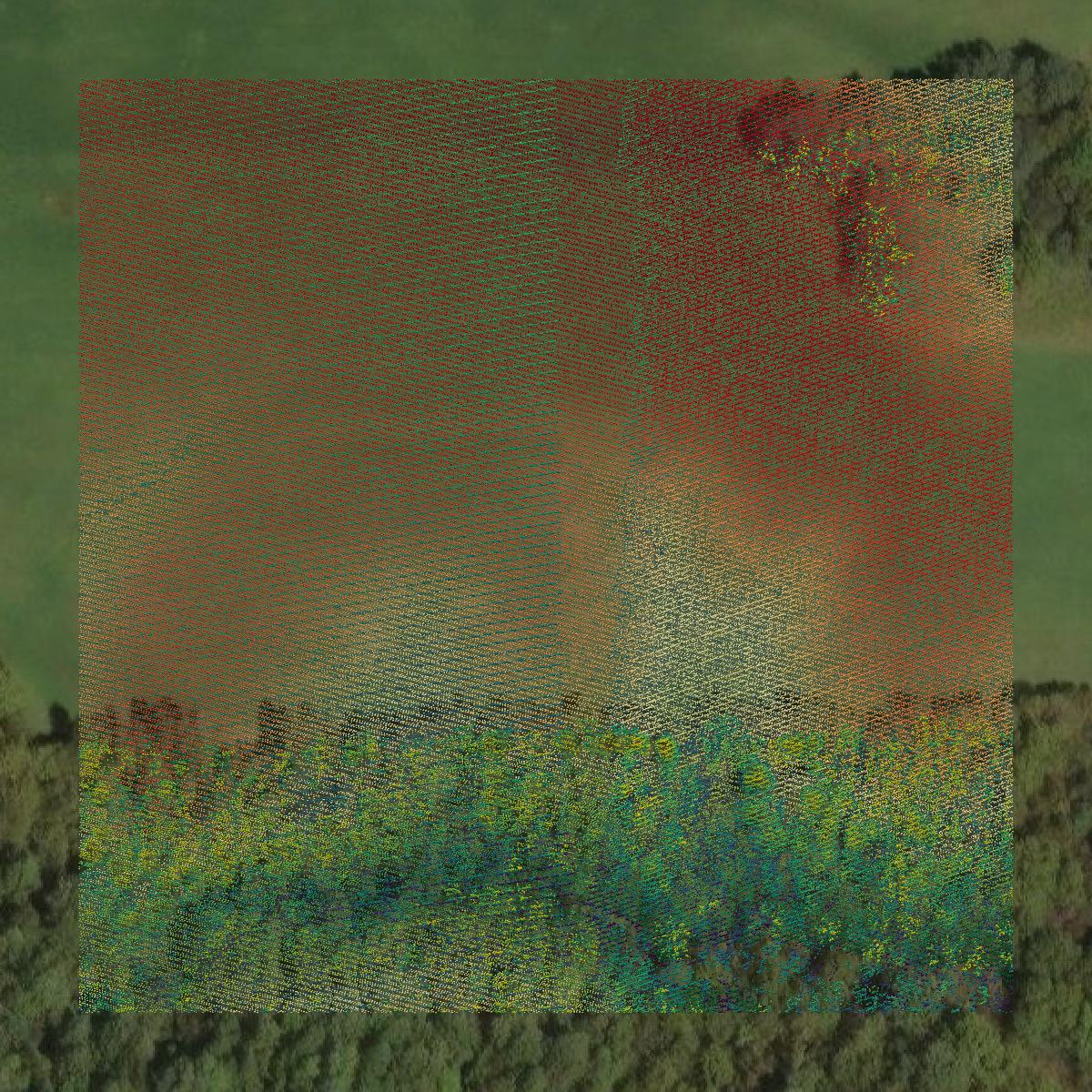 This image shows a LiDAR point cloud in Switzerland County created using GIS data in Equator.