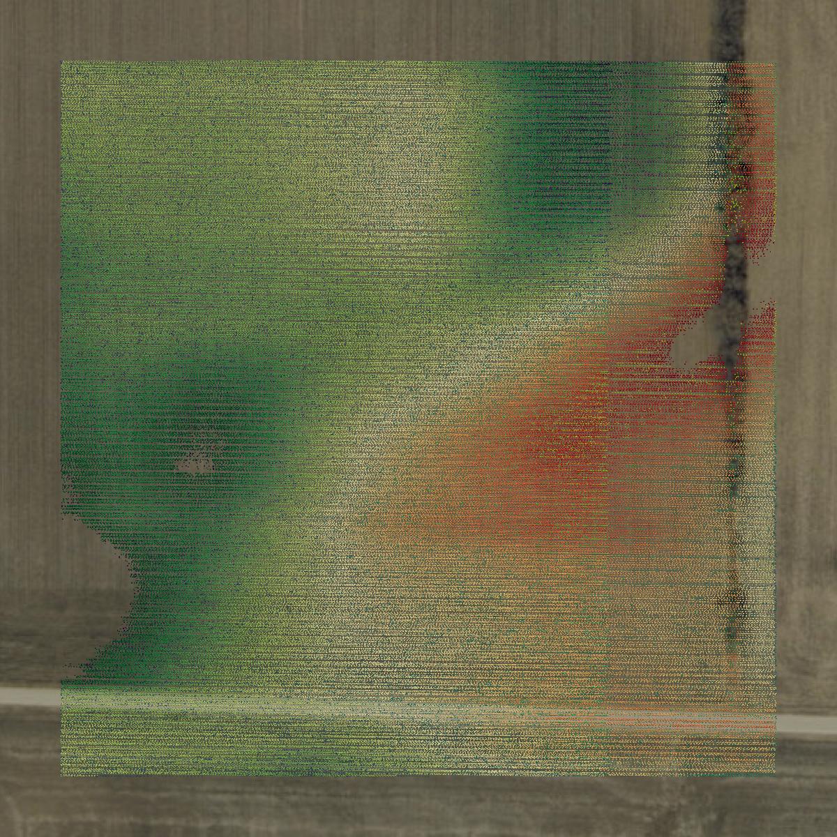 This image shows a LiDAR point cloud in Tippecanoe County created using GIS data in Equator.