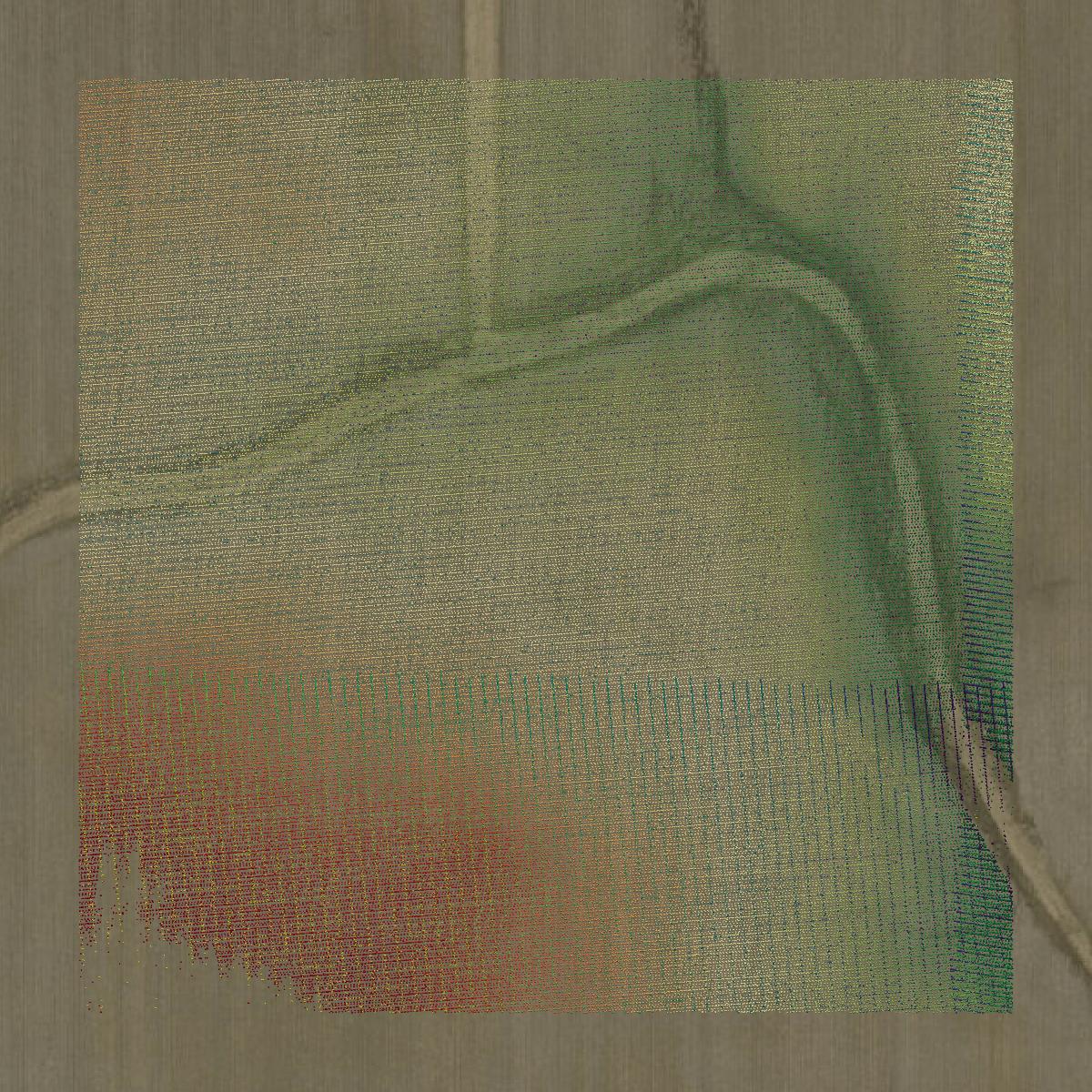 This image shows a LiDAR point cloud in Union County created using GIS data in Equator.