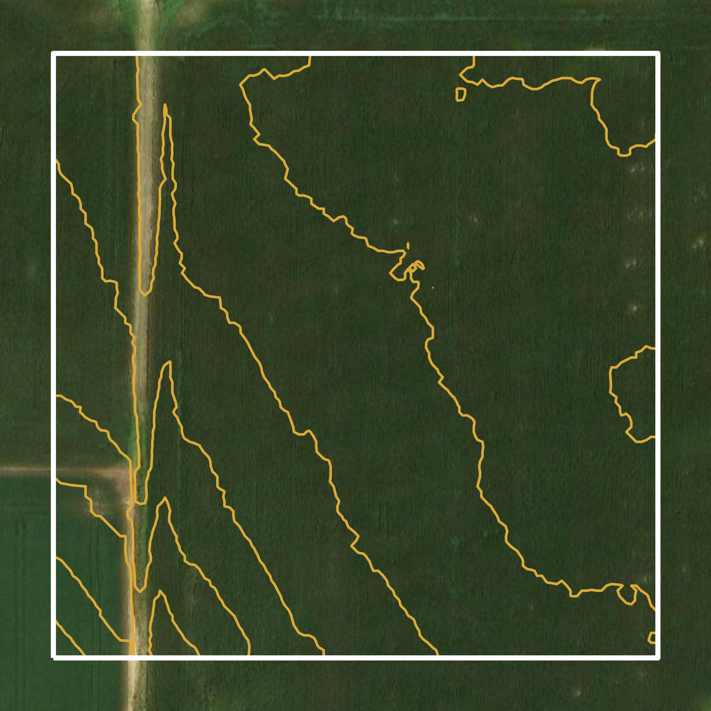 This image shows a contour map in Vanderburgh County created using GIS data in Equator.