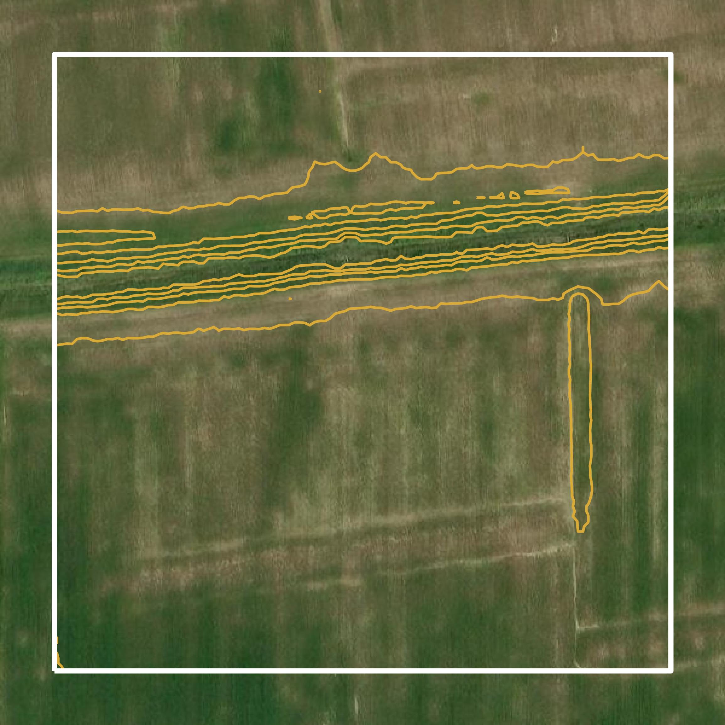 This image shows a contour map in Vanderburgh County created using GIS data in Equator.
